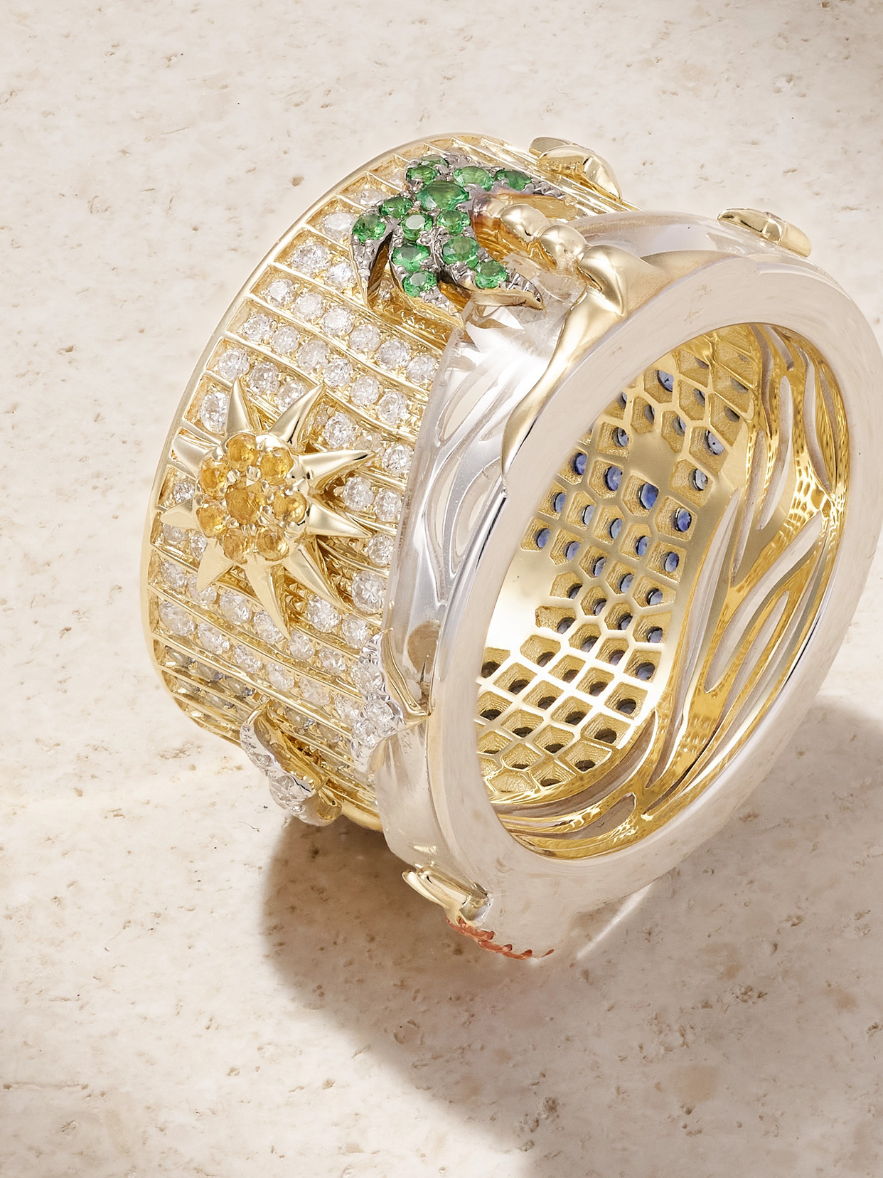 Yvonne Léon 24 Heures 9-karat Yellow And White Gold Gold Multi-stone Ring In Gold