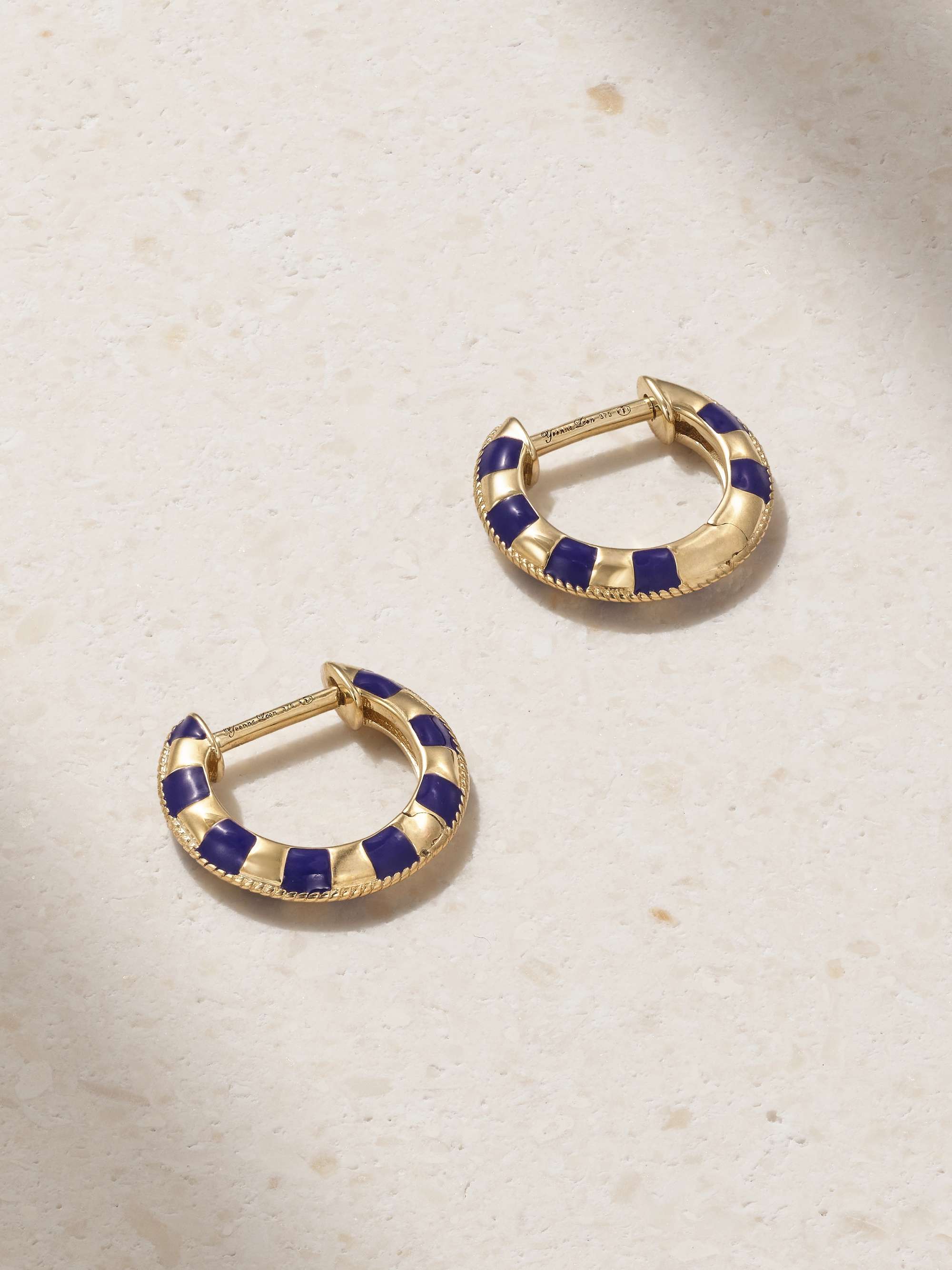 YVONNE L ON 9 karat Gold Enamel Hoop Earrings NET A PORTER