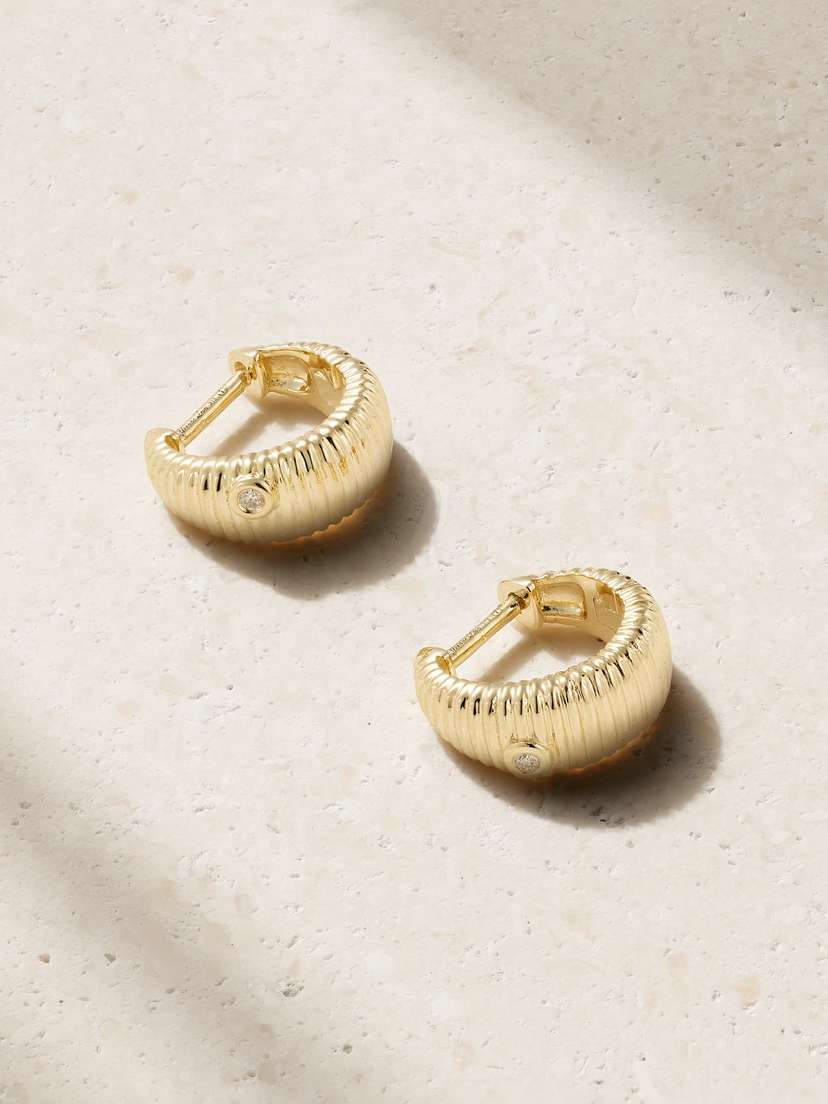 Yvonne Léon 9-karat Gold Diamond Hoop Earrings
