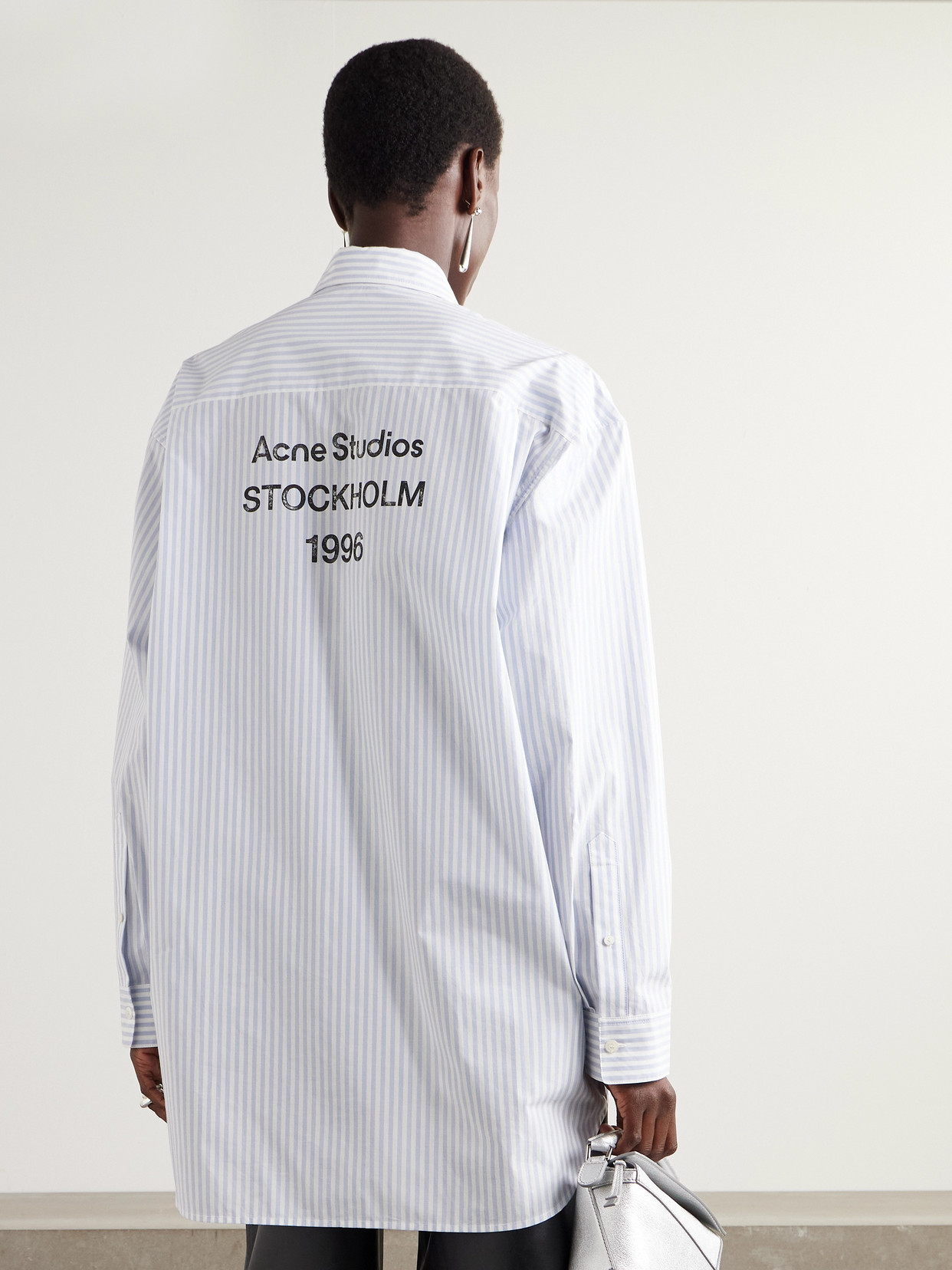 Acne Studios Oversized Printed Striped Cotton Oxford Shirt In Multi