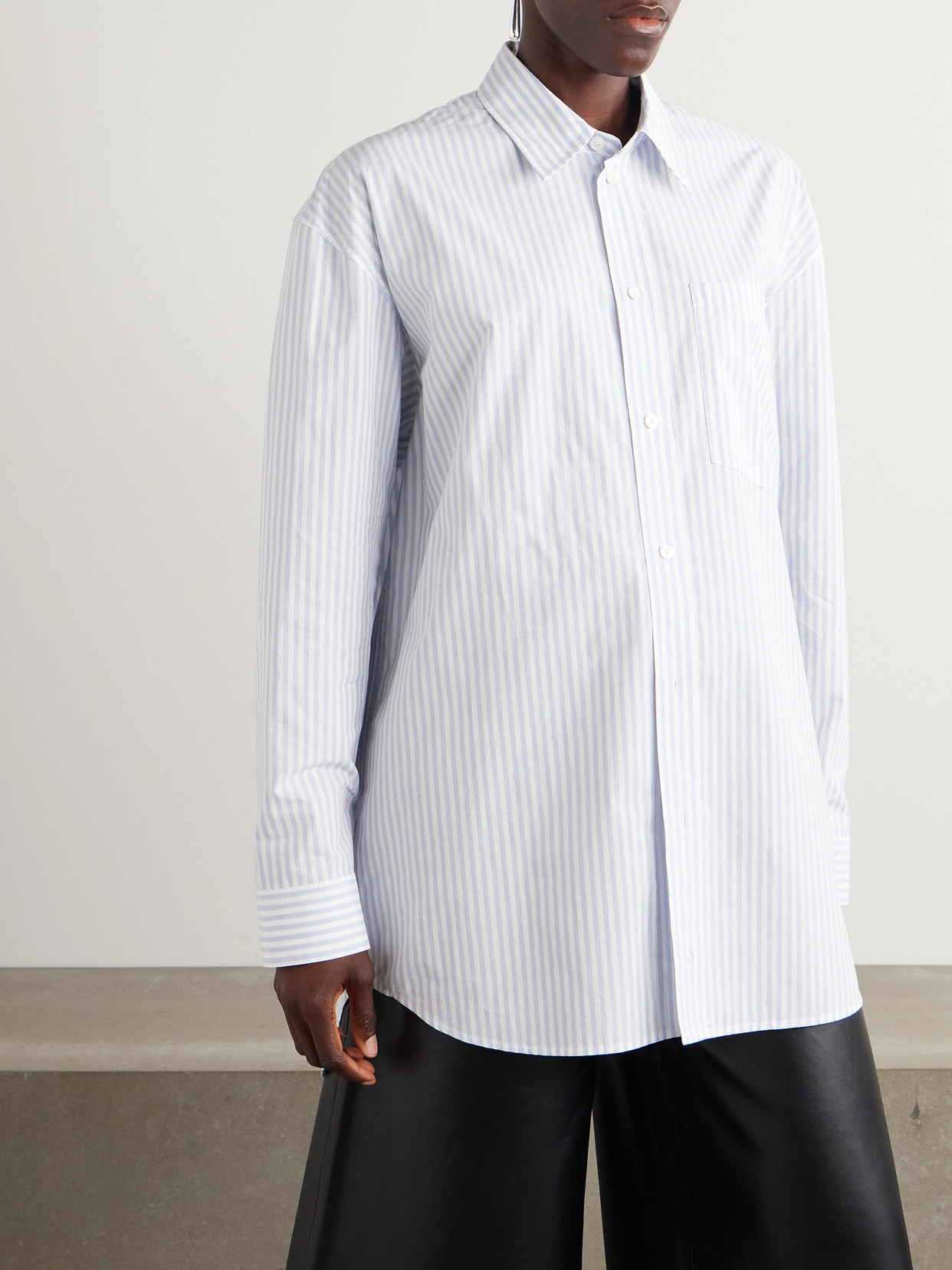 Acne Studios Oversized Printed Striped Cotton Oxford Shirt In Multi