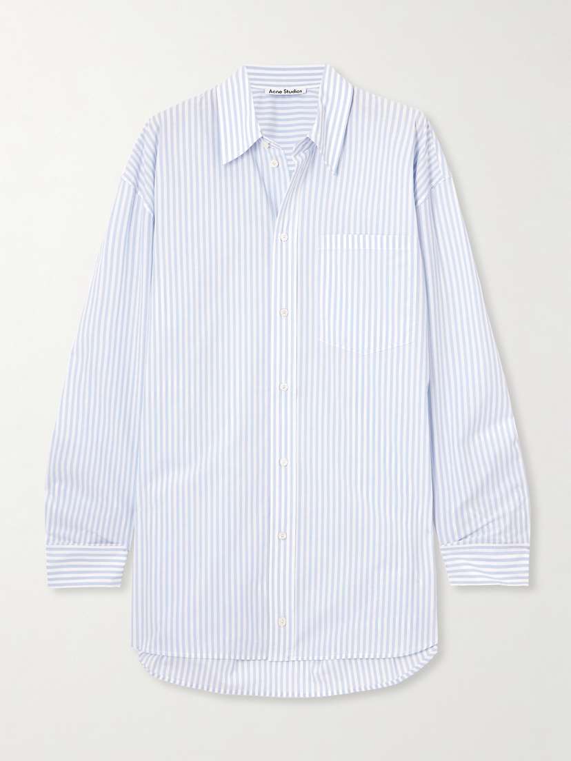 Acne Studios Oversized Printed Striped Cotton Oxford Shirt