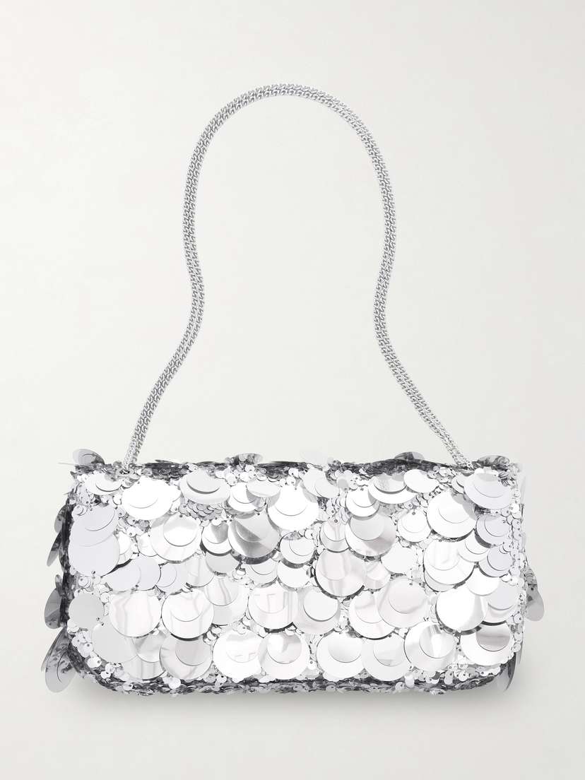Rabanne Sequined Metallic Leather Shoulder Bag