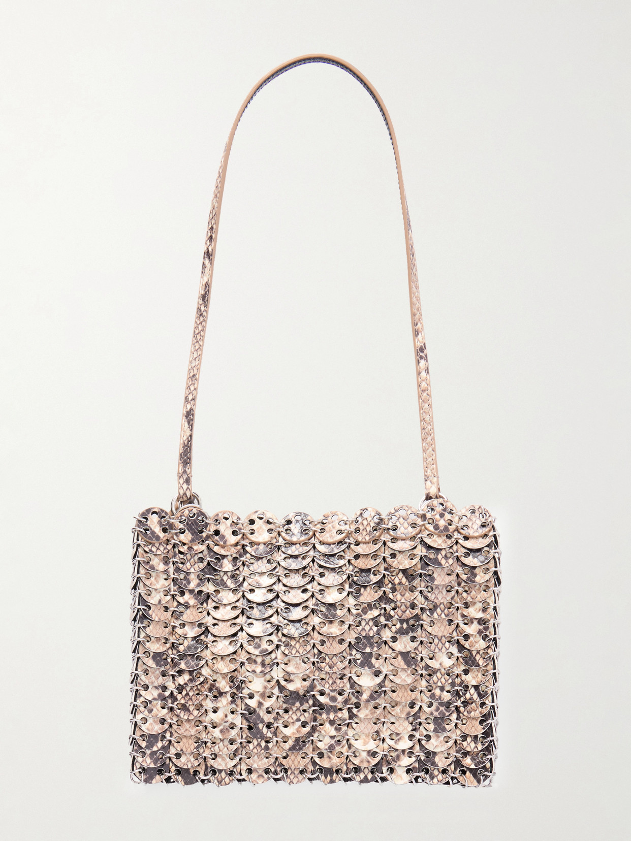 Rabanne Snake-effect Leather Chainmail Shoulder Bag In Multi