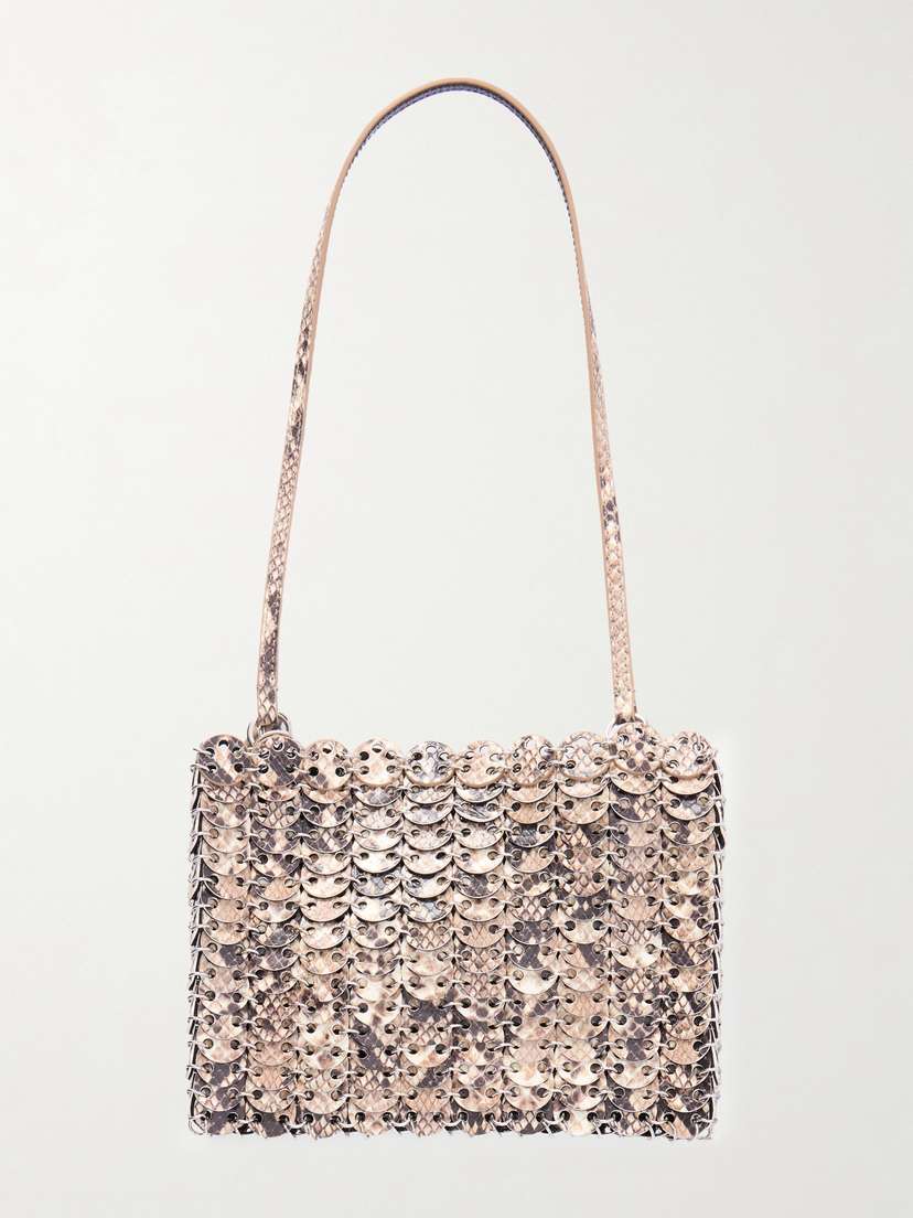 Rabanne Snake-effect Leather Chainmail Shoulder Bag