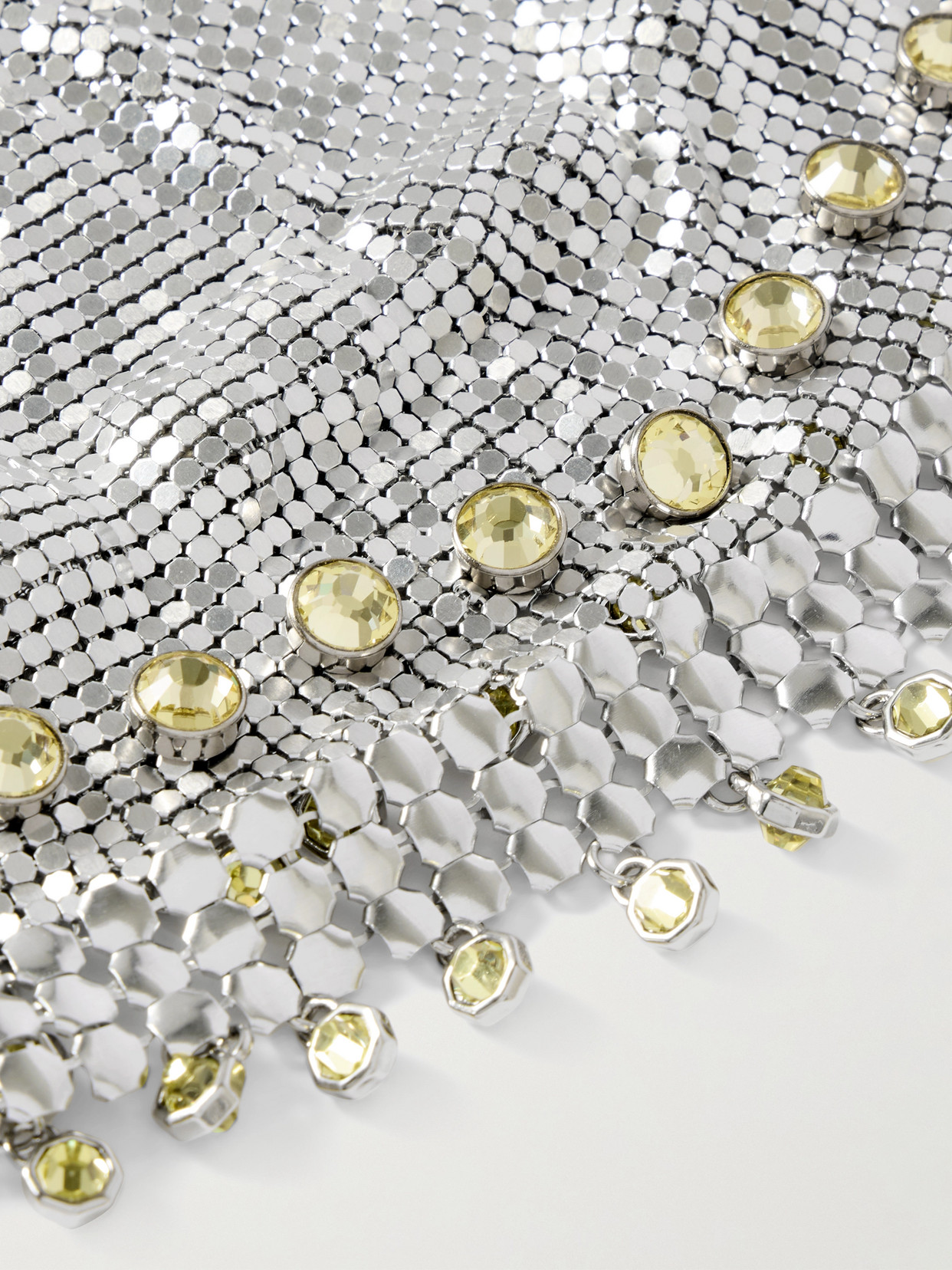 Rabanne Fringed Crystal-embellished Silver-tone Chainmail Hat In Silver