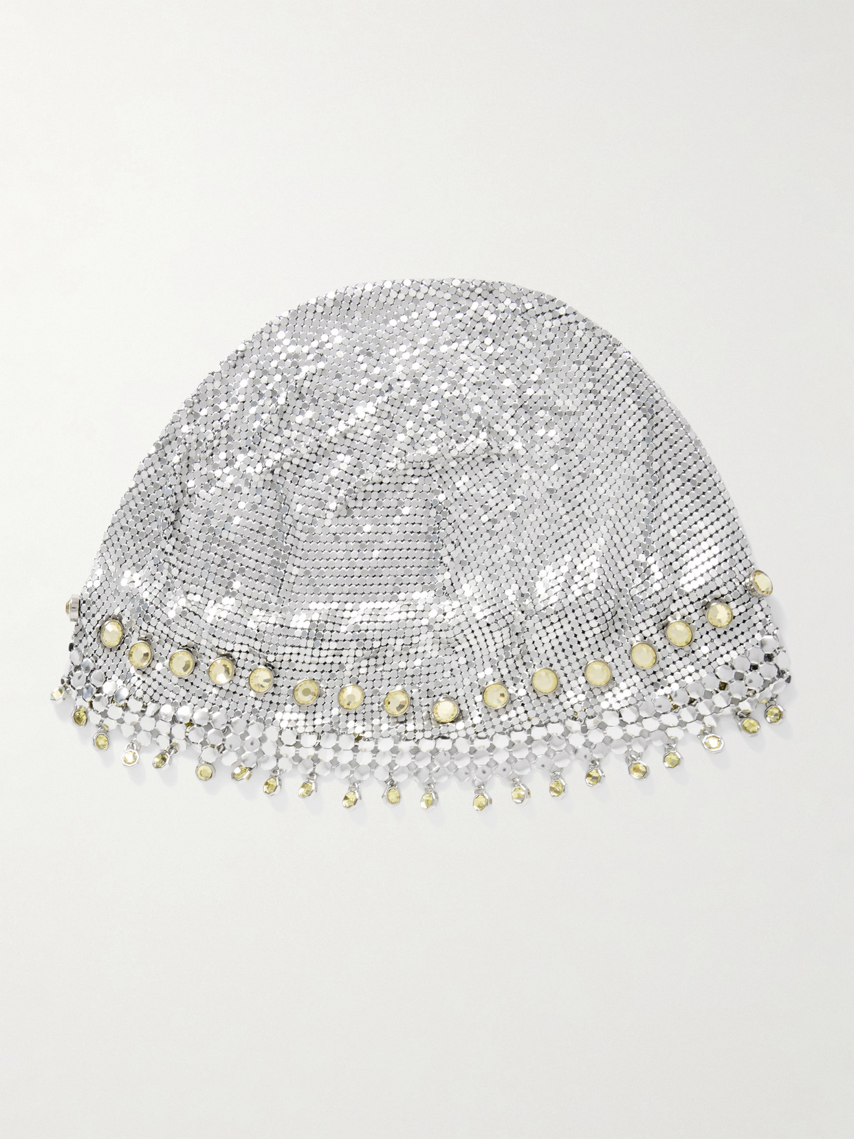 Rabanne Fringed Crystal-embellished Silver-tone Chainmail Hat