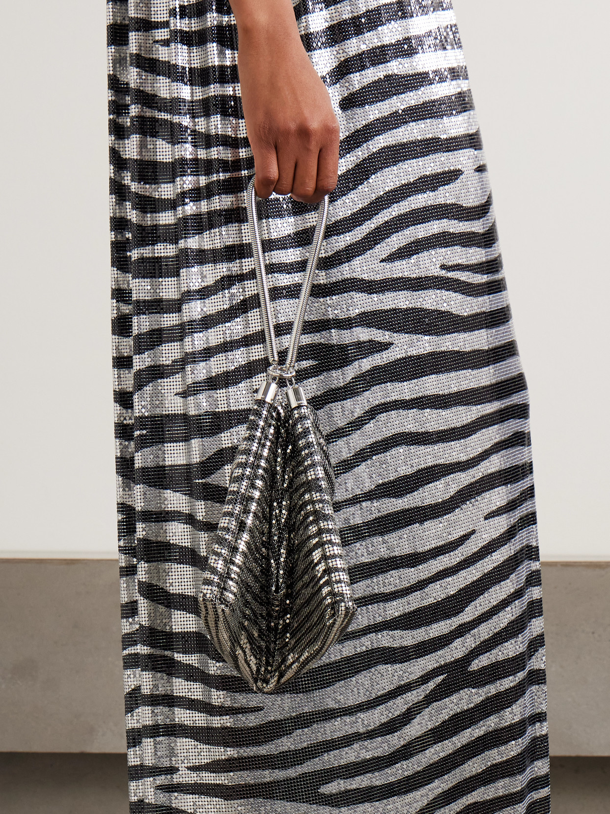 Pixel Zebra-Print Chainmail Tote