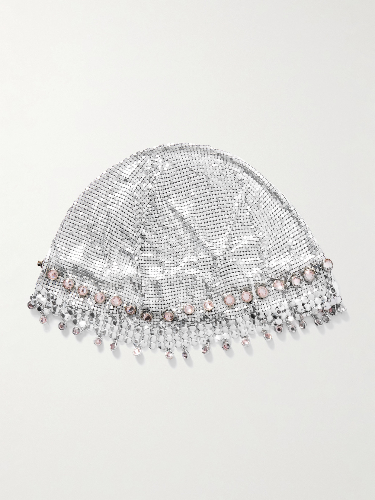 Rabanne Fringed Crystal-embellished Silver-tone Chainmail Hat