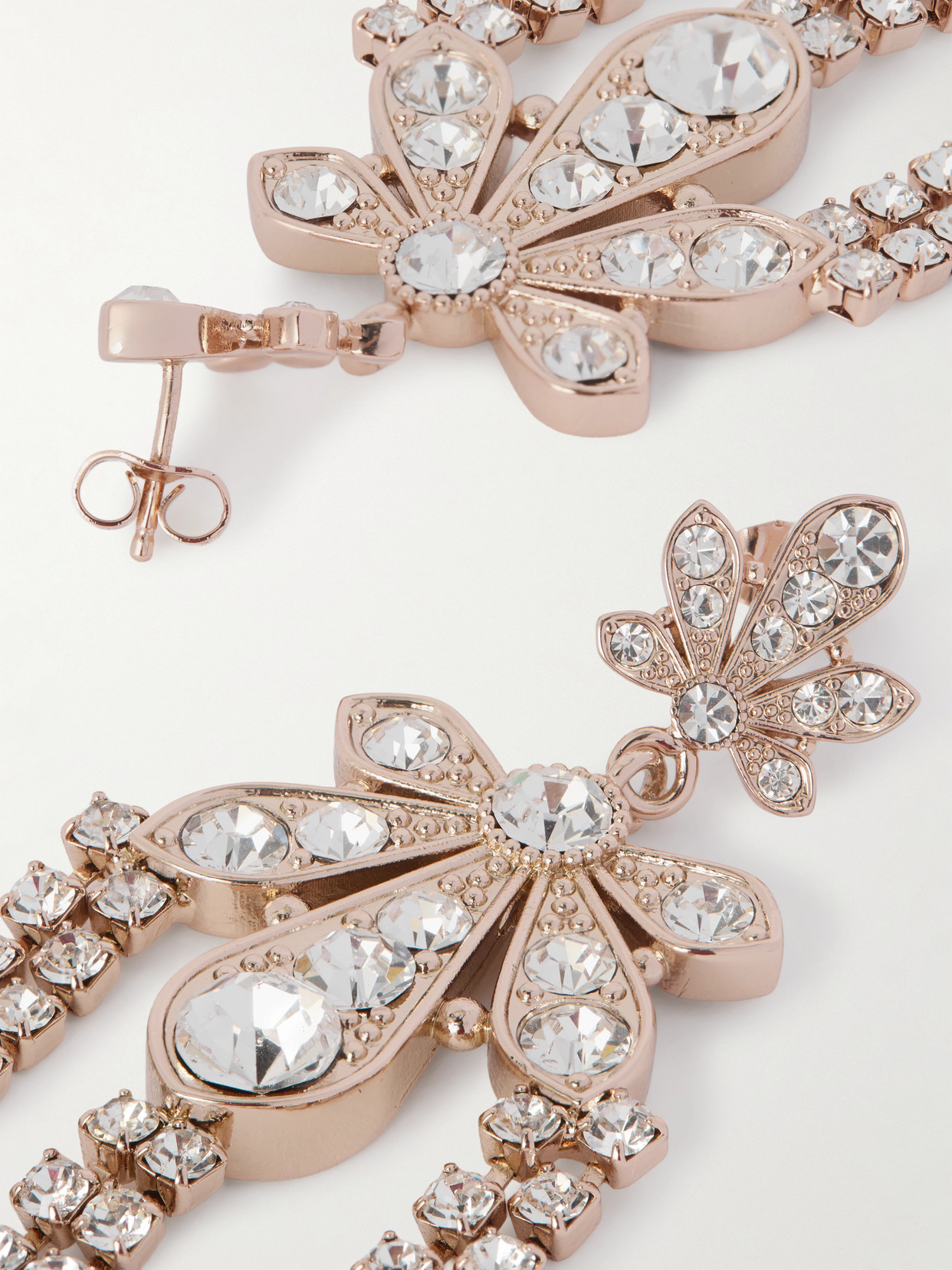 Rabanne Rose Gold-tone Crystal Earrings In Pink