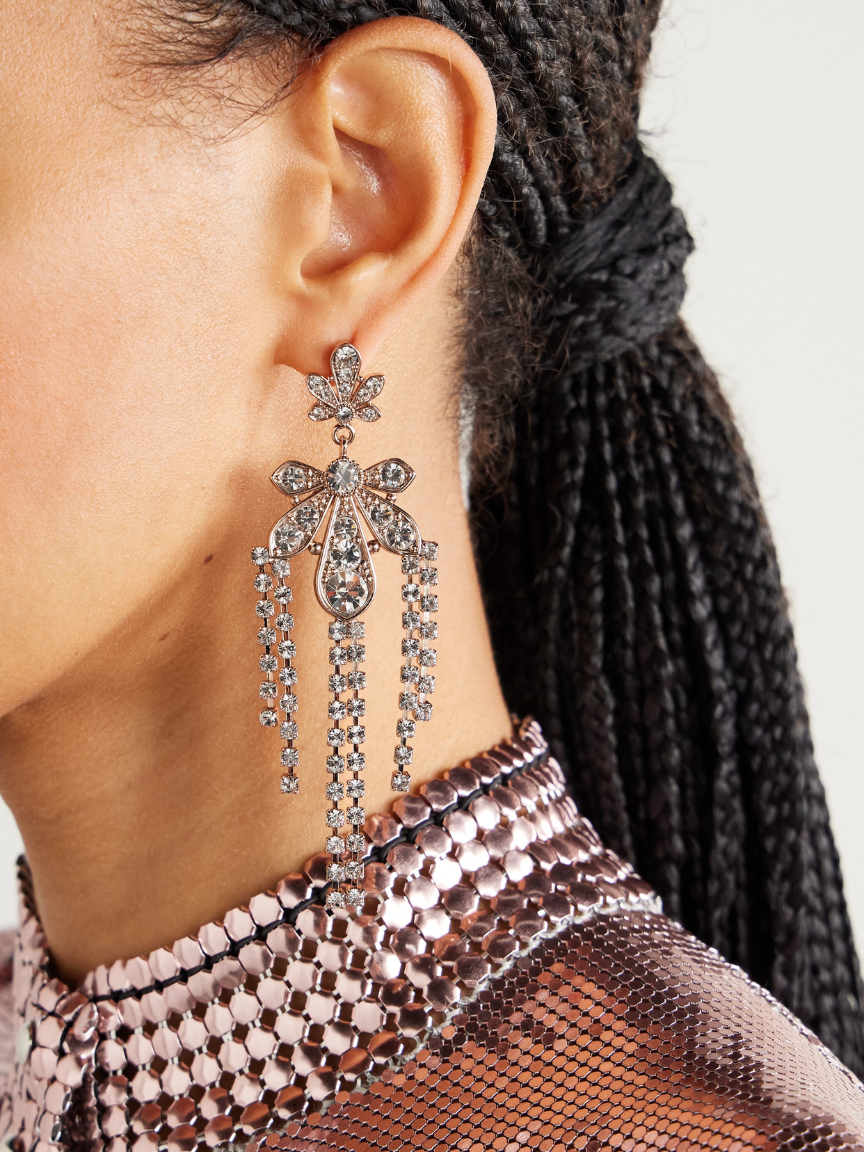 Rabanne Rose Gold-tone Crystal Earrings In Pink