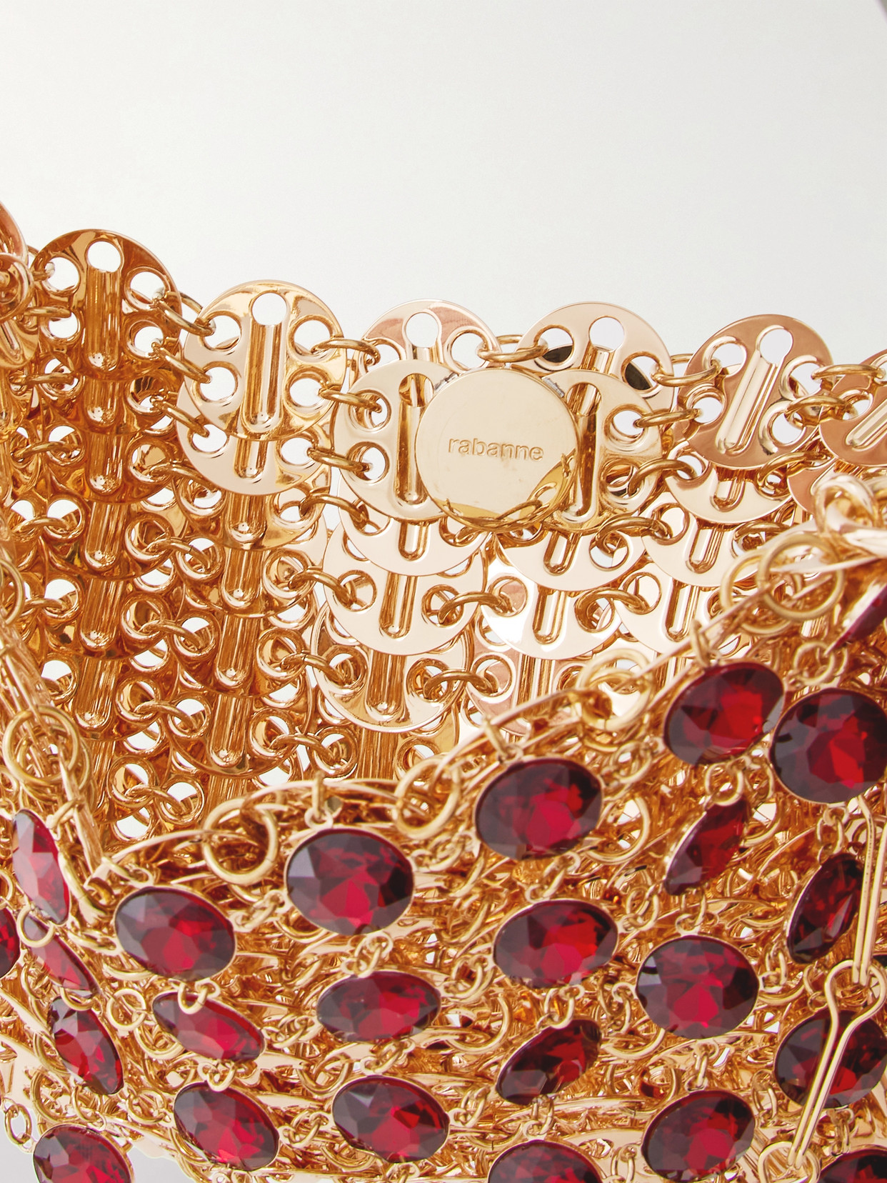 Rabanne Crystal-embellished Chainmail Shoulder Bag In Red