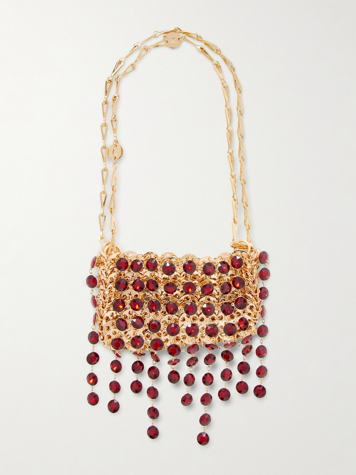 Rabanne Crystal-embellished Chainmail Shoulder Bag In Red