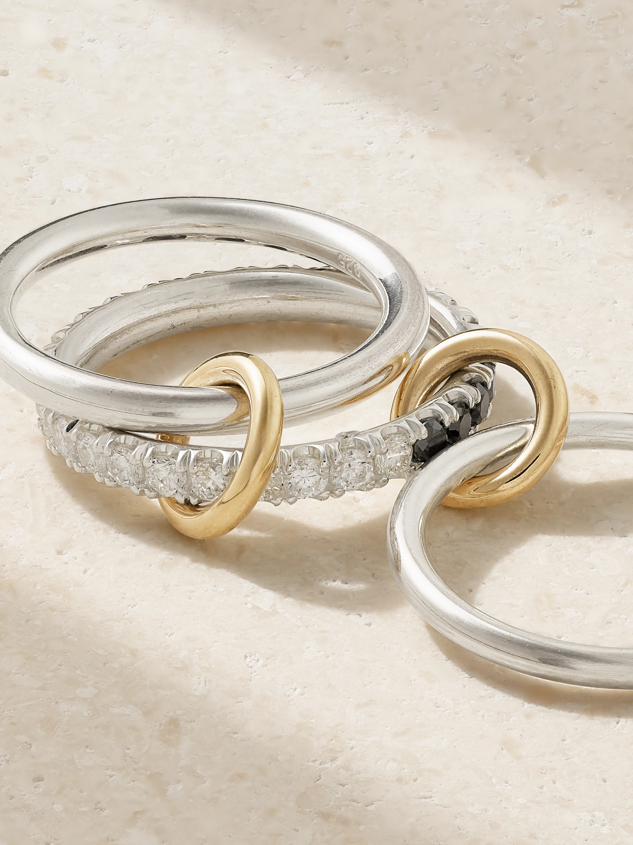 Spinelli Kilcollin Petunia Eclipse Sterling Silver And 18-karat Gold Diamond Ring In Silver