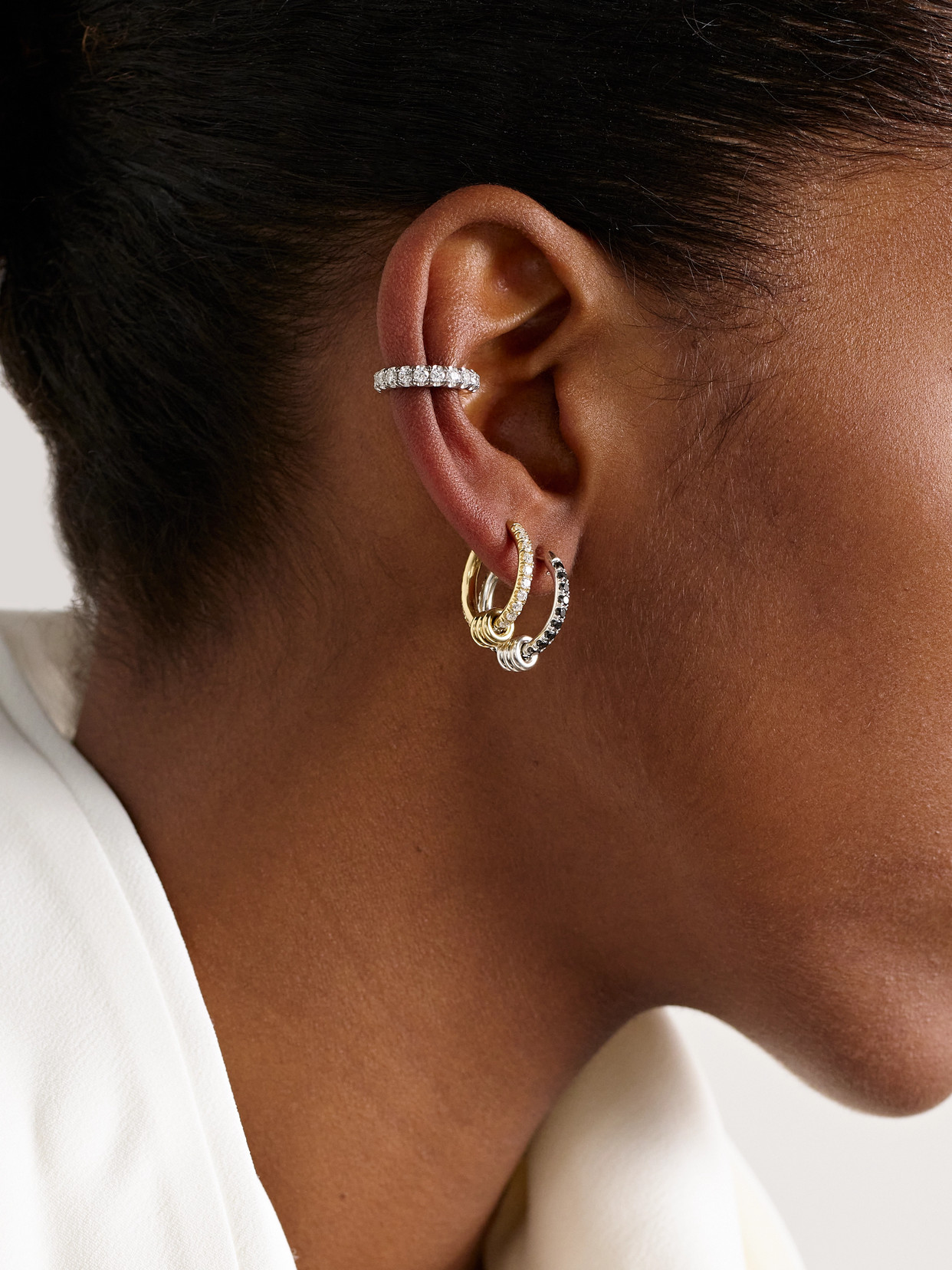 Spinelli Kilcollin Ara Sterling Silver Diamond Hoop Earrings In Metallic