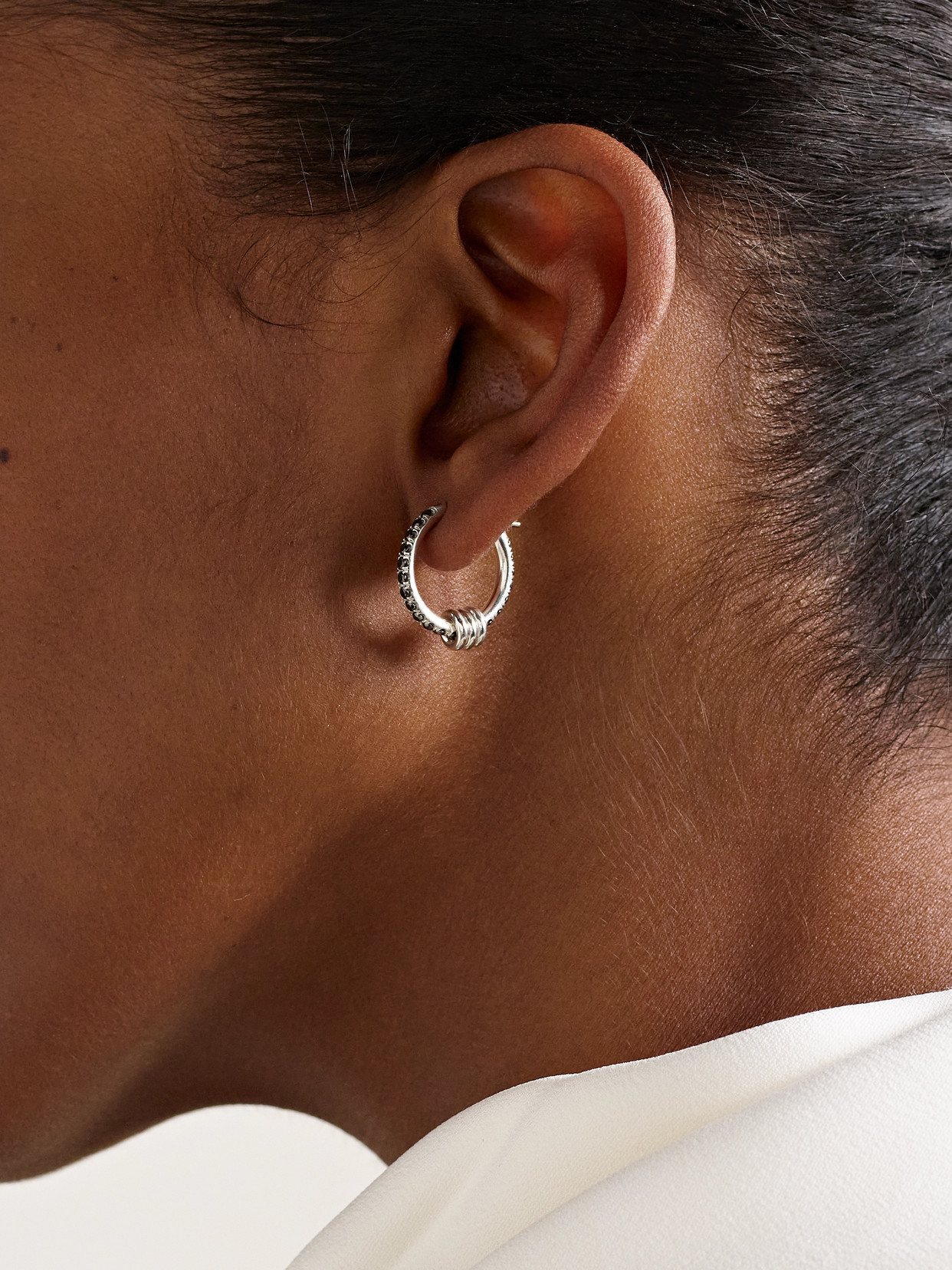 Spinelli Kilcollin Ara Sterling Silver Diamond Hoop Earrings In Metallic