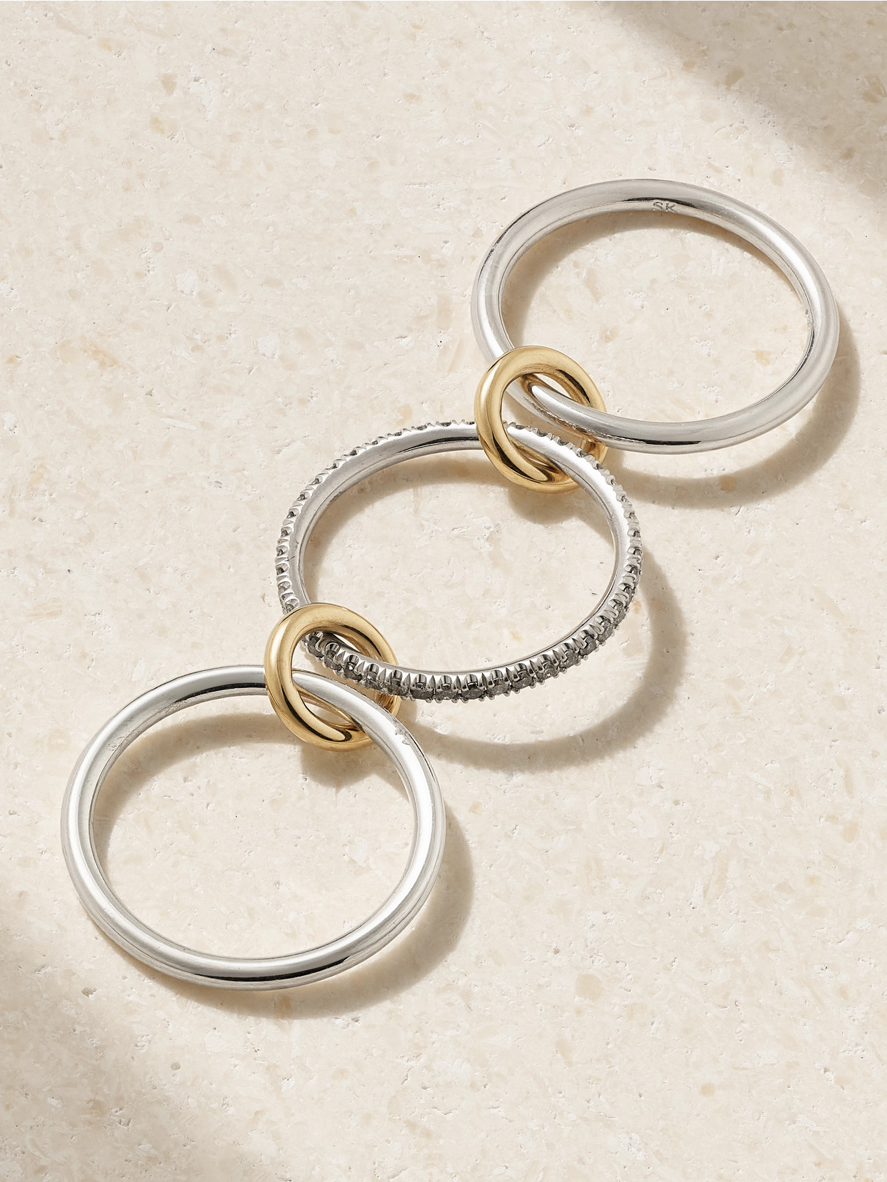 Spinelli Kilcollin Sonny Sterling Silver And 18-karat Gold Diamond Ring In Silver