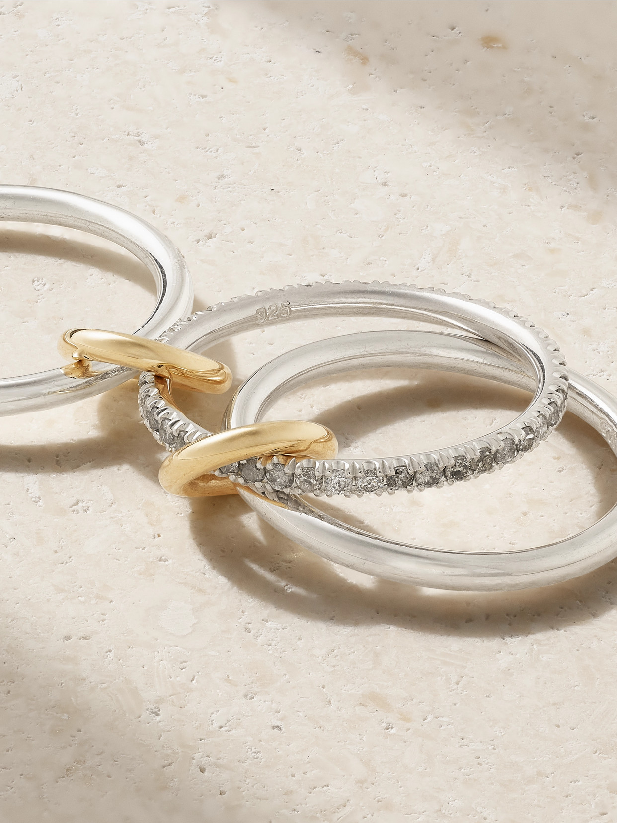 Spinelli Kilcollin Sonny Sterling Silver And 18-karat Gold Diamond Ring In Silver