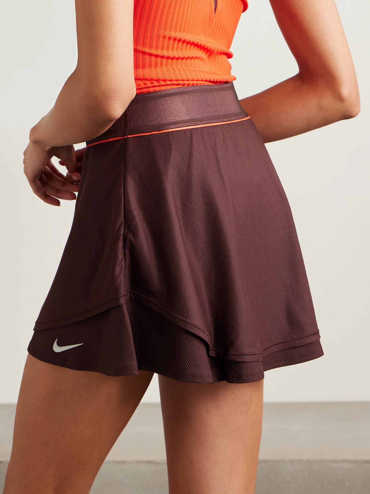 Nike Court Slam Layered Ribbed Dri-fit Tennis Skirt In Burgundy