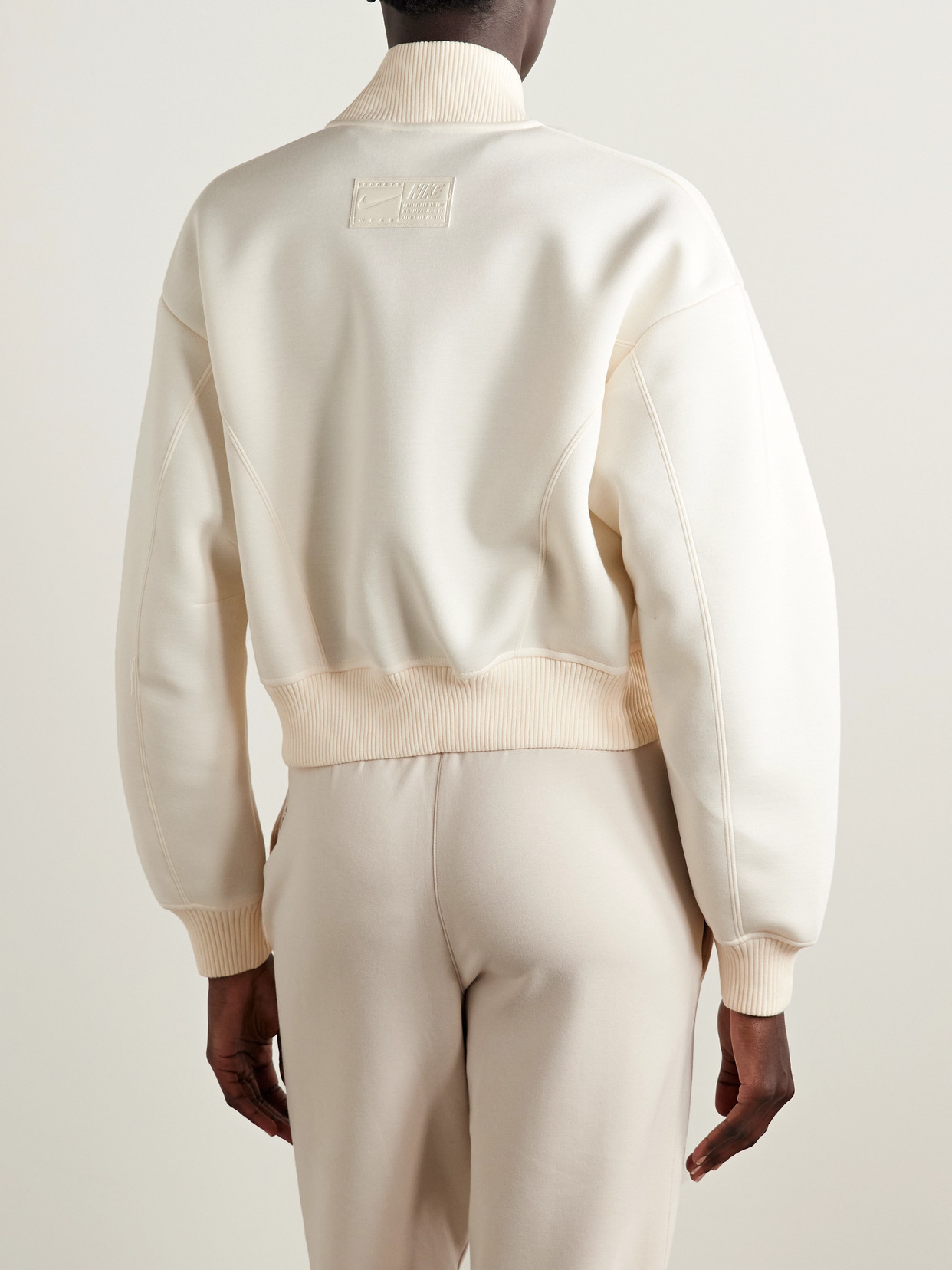 Nike Destroyer Modal-blend Jersey Bomber Jacket In White