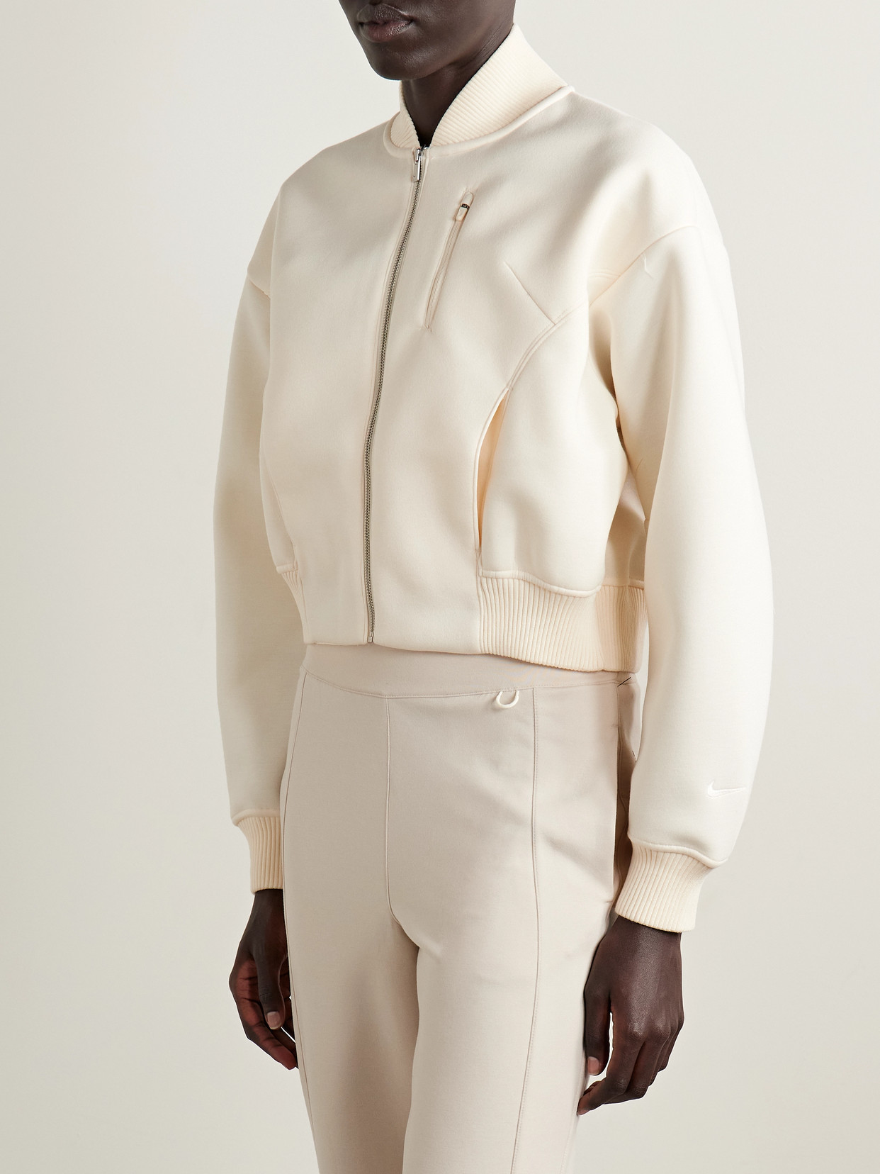 Nike Destroyer Modal-blend Jersey Bomber Jacket In White