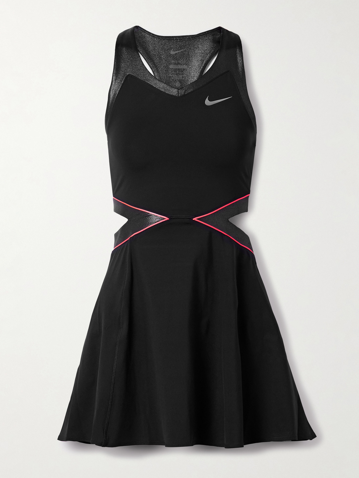Nike Court Slam Cutout Metallic Dri-fit And Mesh Tennis Dress In Black