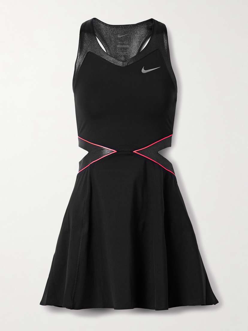 Nike court Slam Cutout Metallic Dri-fit And Mesh Tennis Dress