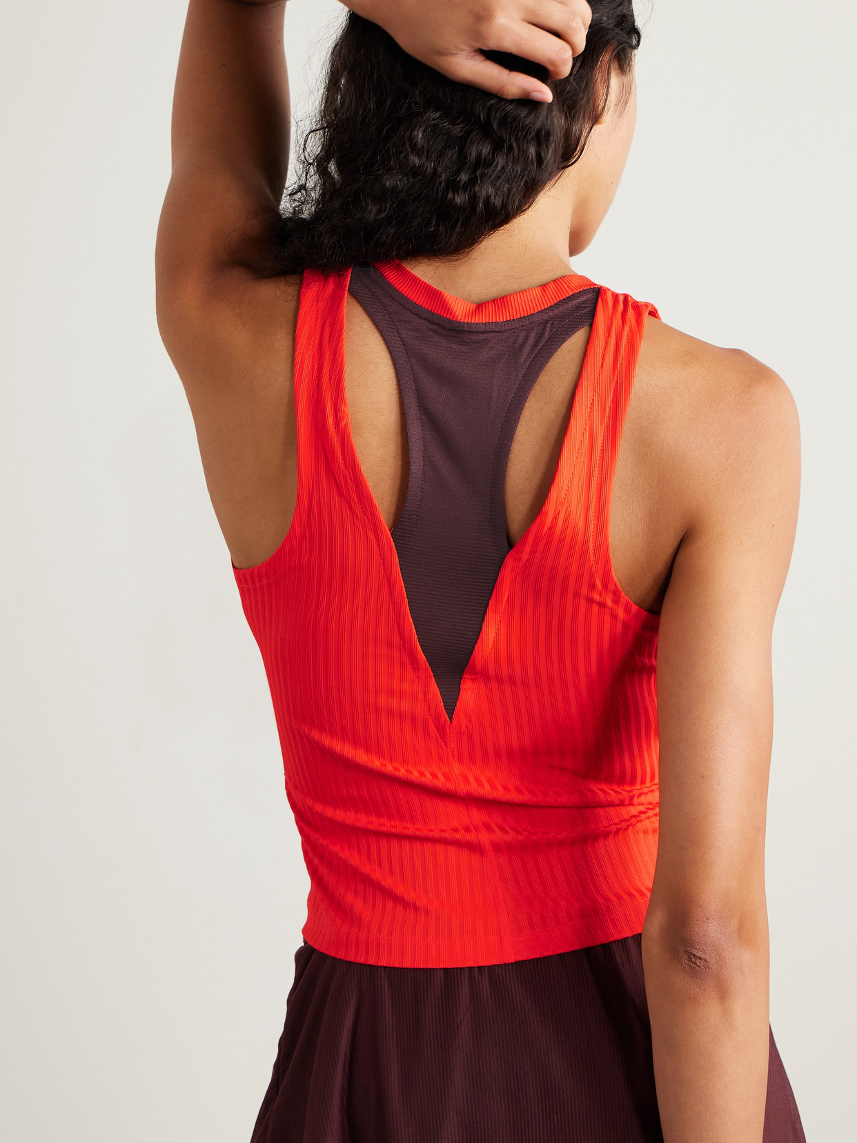 Nike Court Slam Cutout Mesh-trimmed Ribbed Dri-fit Tennis Tank In Red