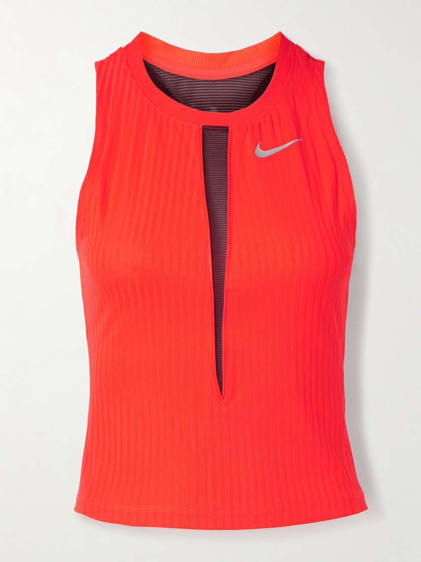 Nike court Slam Cutout Mesh-trimmed Ribbed Dri-fit Tennis Tank