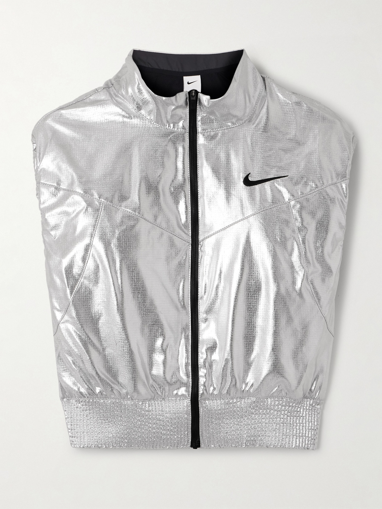 Nike Embroidered Metallic Ripstop Vest In Gray