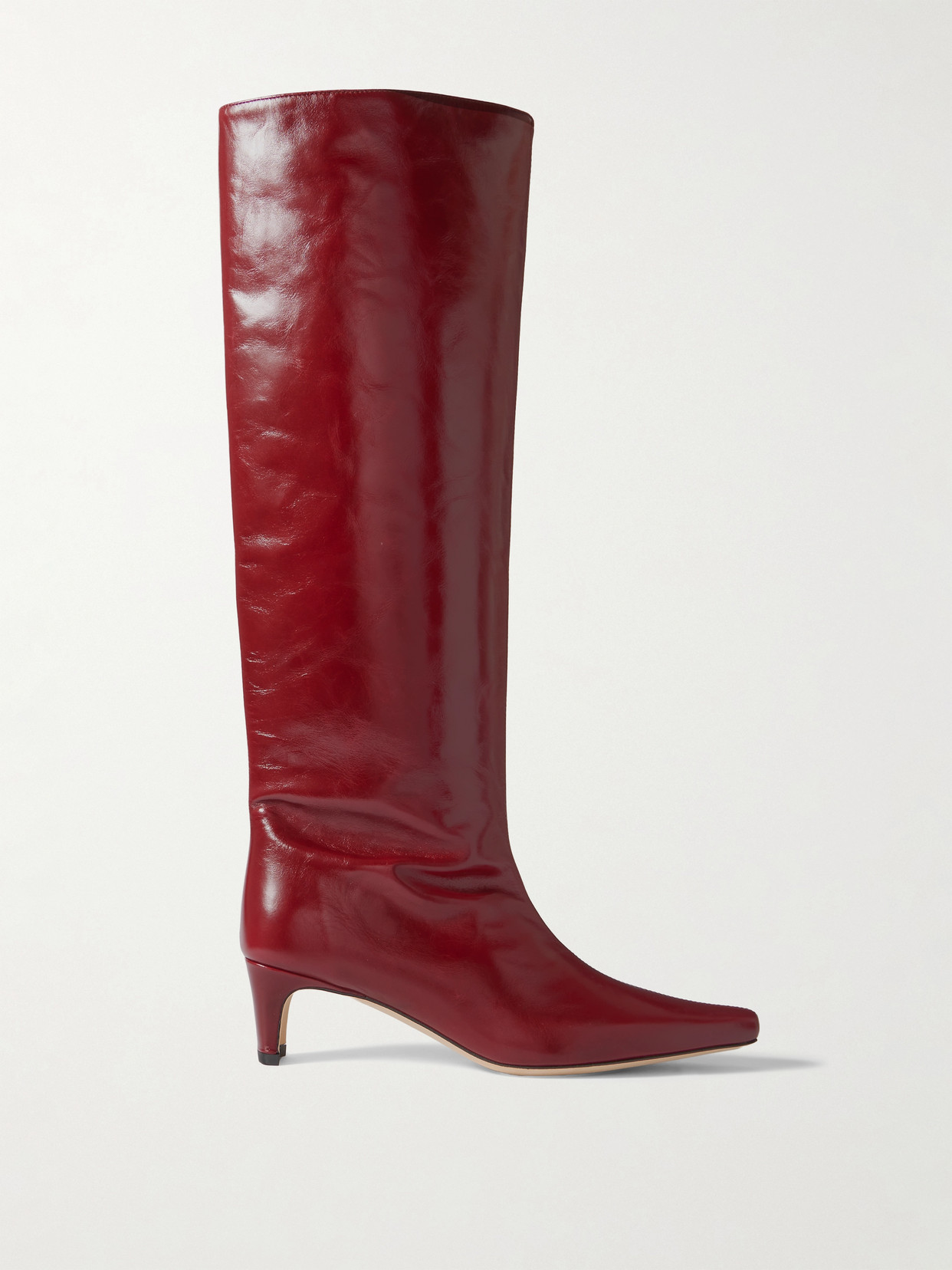 Staud Wally Leather Knee Boots In Burgundy