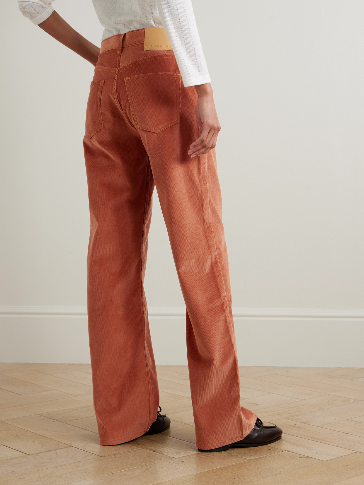 B Sides Bec Cotton-blend Corduroy Wide-leg Pants In Orange