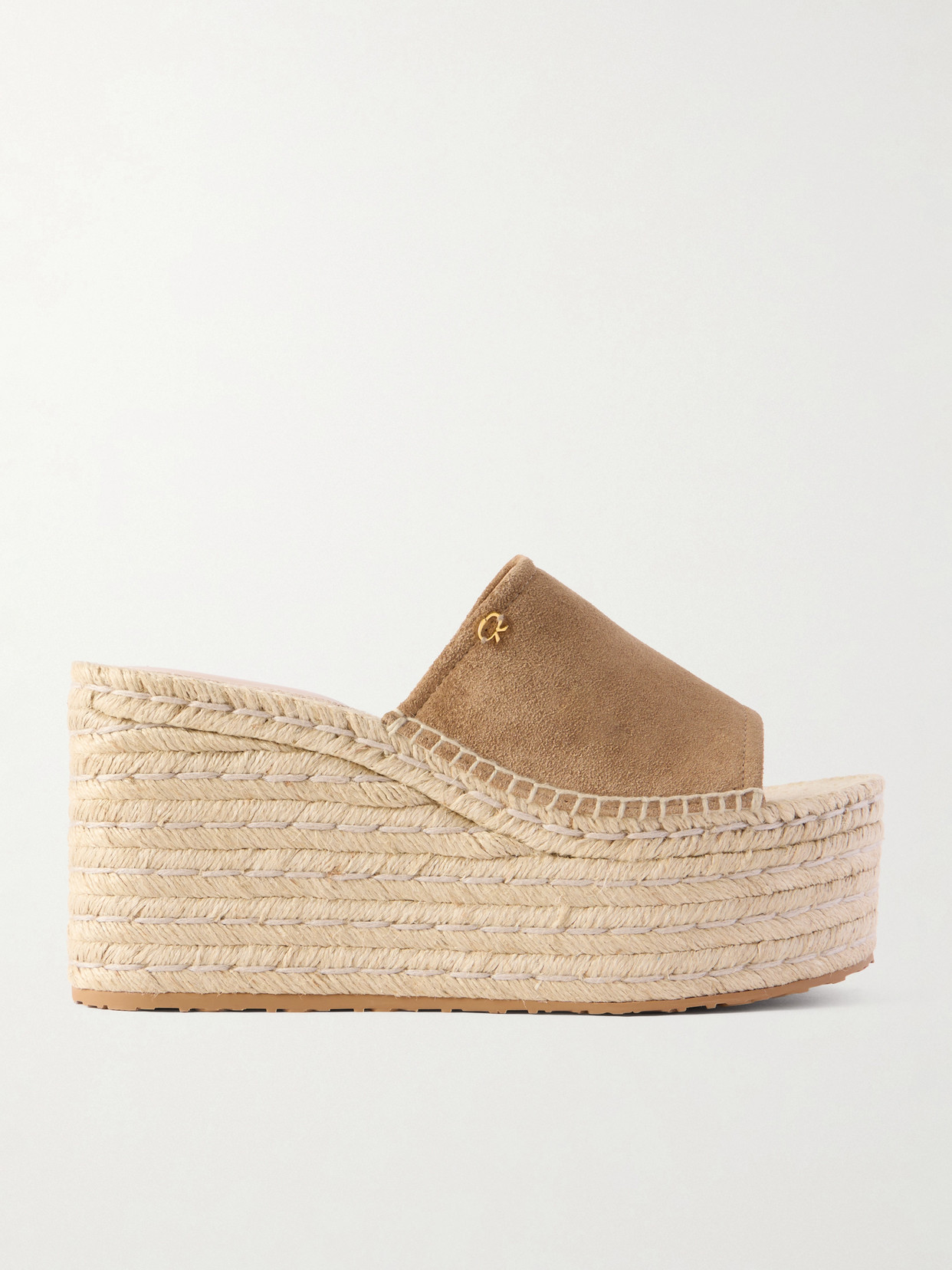 Gianvito Rossi Suede Platform Espadrille Sandals In Neutral