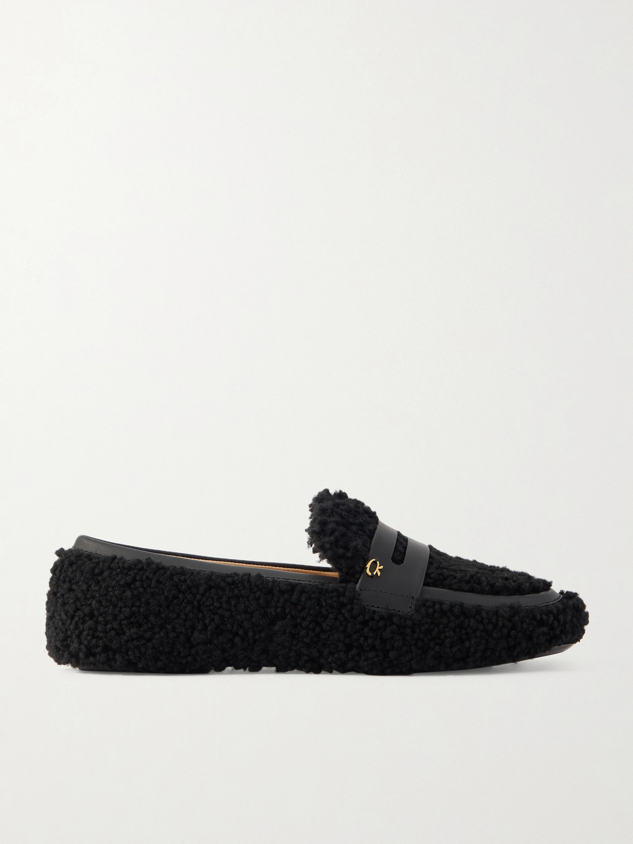 Gianvito Rossi Leather-trimmed Shearling Loafers In Black