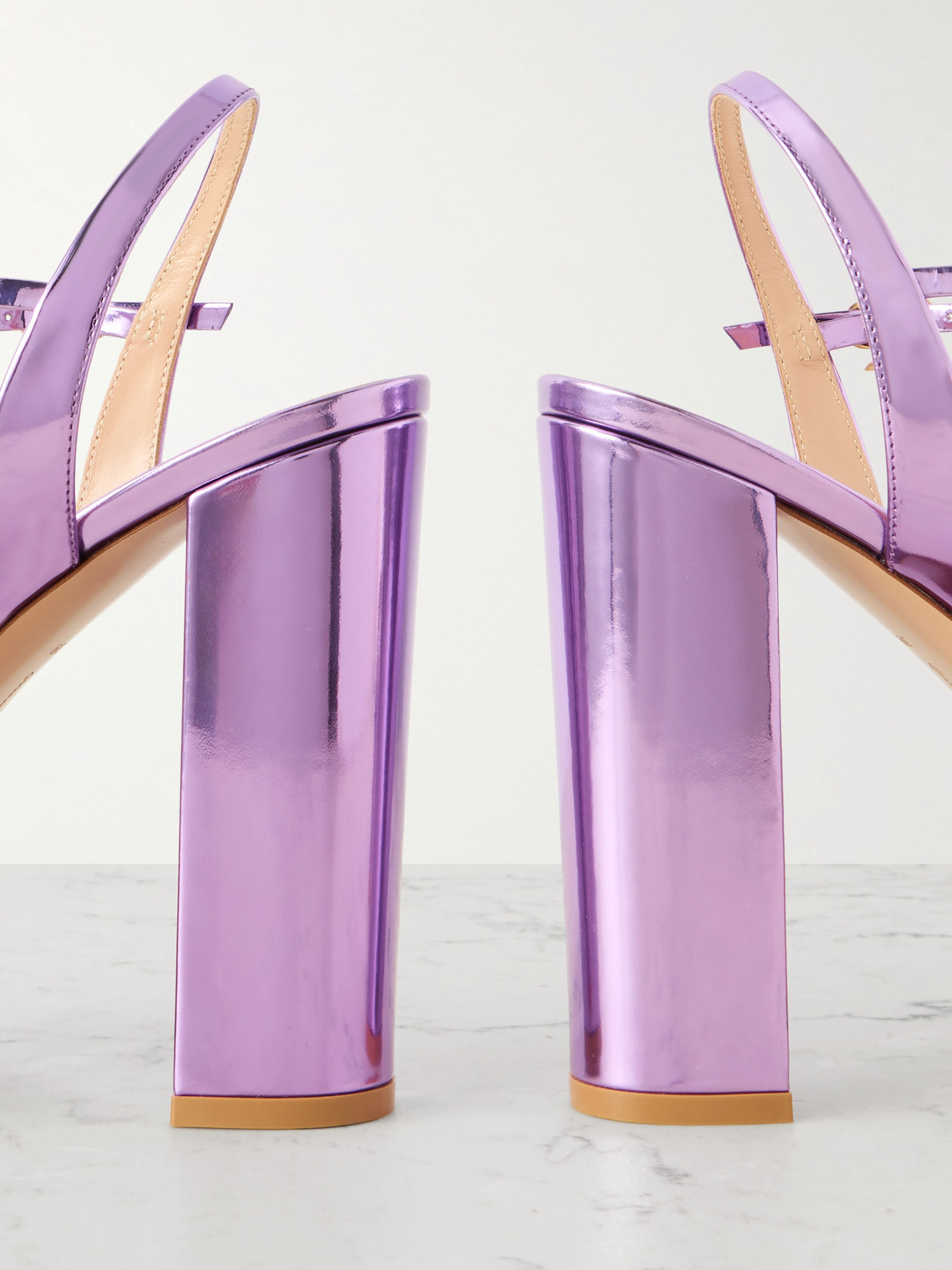 Gianvito Rossi Marlena 85 Mirrored-leather Platform Sandals In Purple