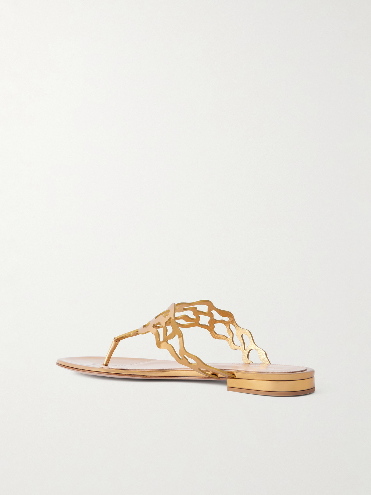 Gianvito Rossi Laser-cut Mirrored-leather Sandals In Gold