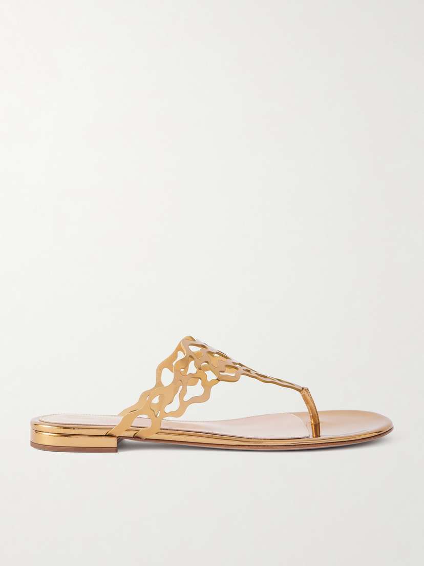 Gianvito Rossi Laser-cut Mirrored-leather Sandals