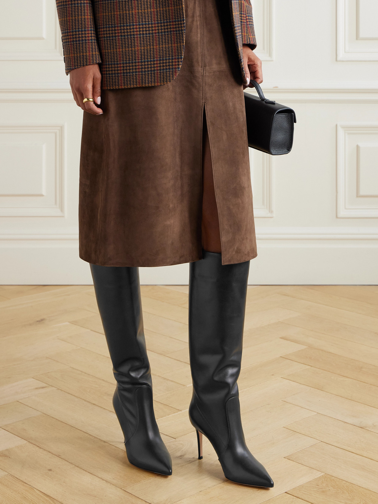 Gianvito Rossi Hansen 85 Leather Knee Boots In Black