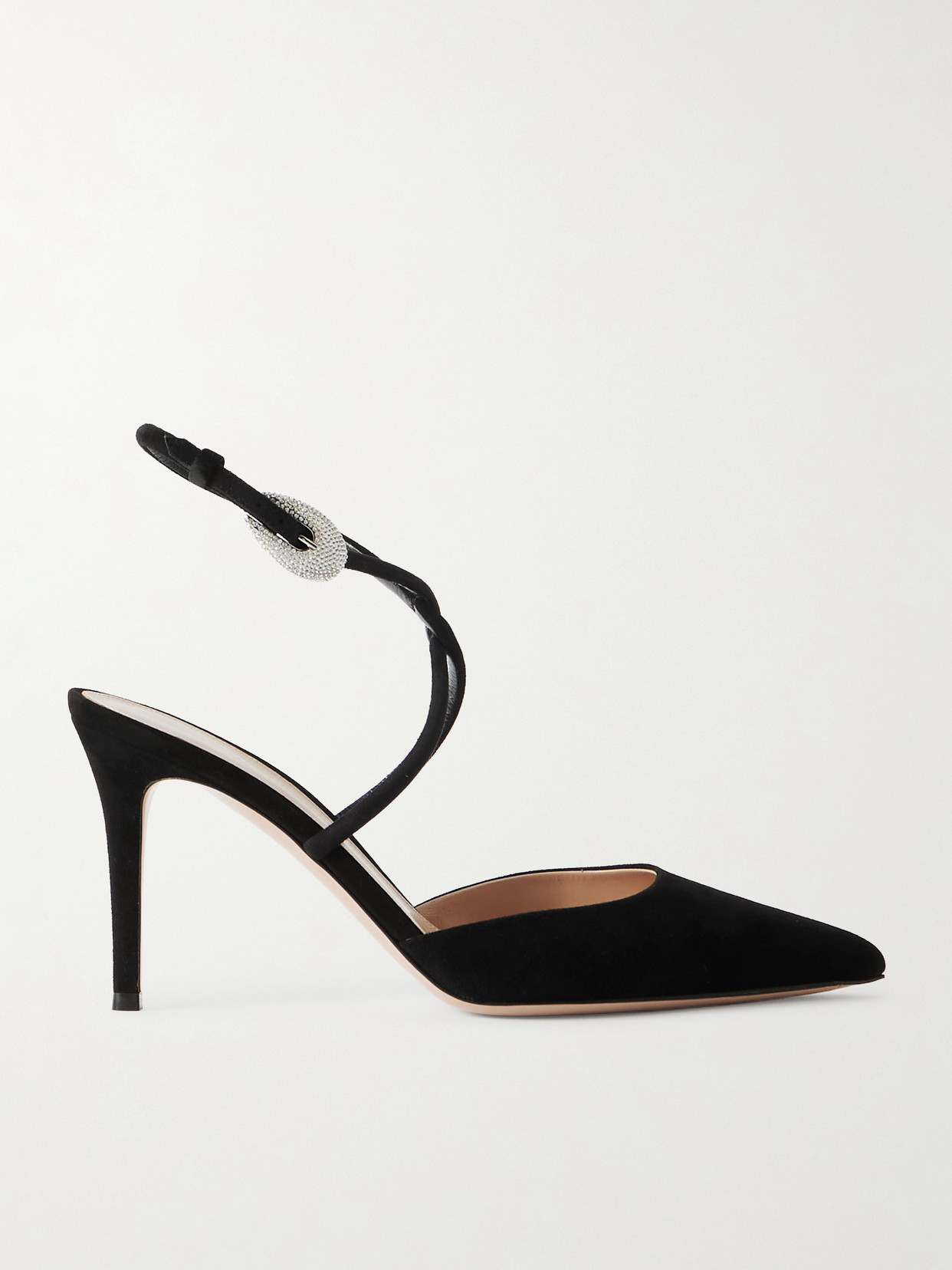 Gianvito Rossi Jungle Mamba 85 Crystal-embellished Suede Pumps In Black