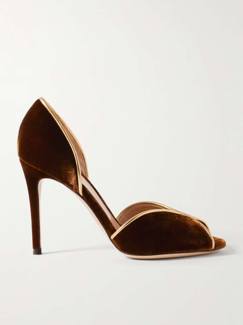 Gianvito Rossi 95 Metallic Leather-trimmed Velvet Pumps