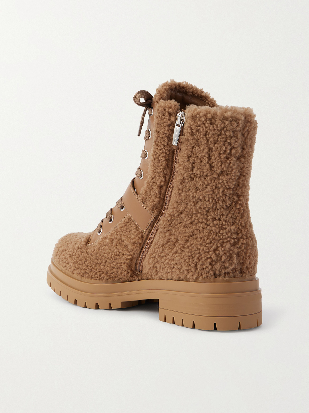 Gianvito Rossi 20 Buckled Leather-trimmed Shearling Ankle Boots In Brown