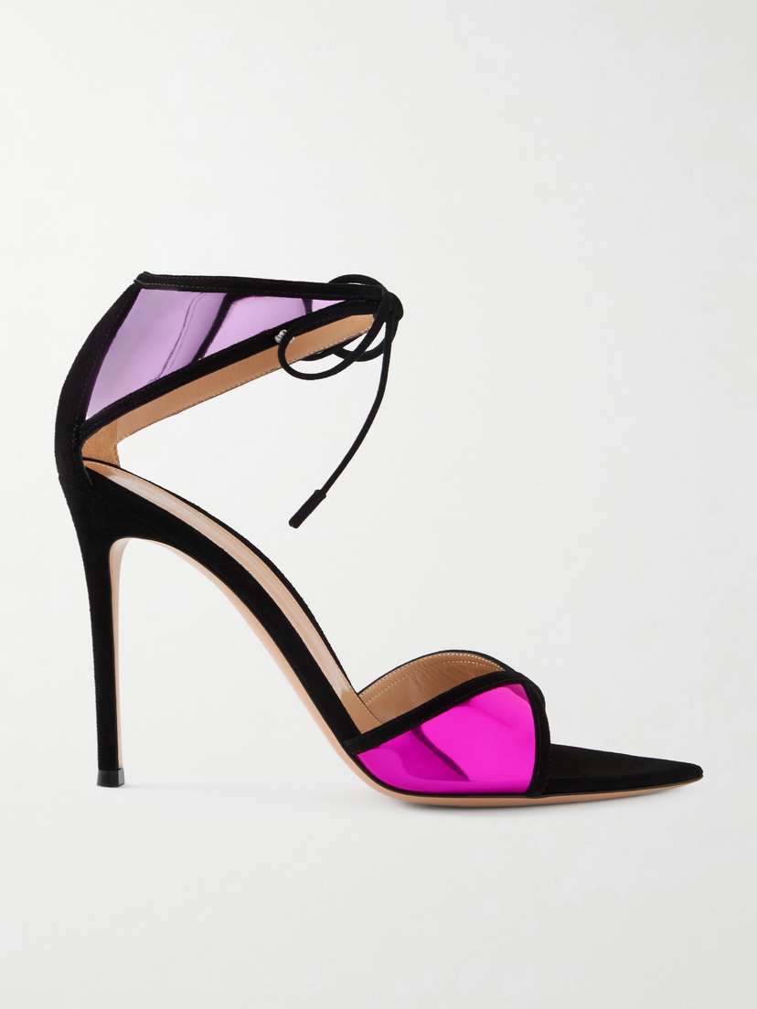 Gianvito Rossi 105 Suede-trimmed Mirrored-leather Sandals