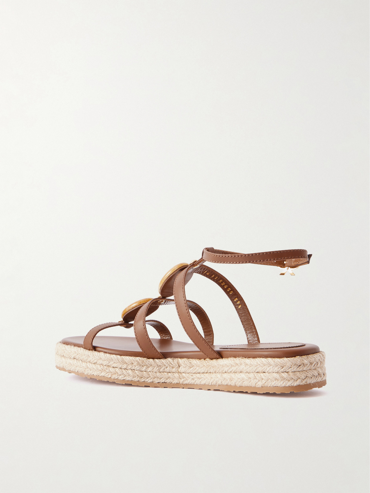 Gianvito Rossi Embellished Leather Espadrille Sandals In Brown