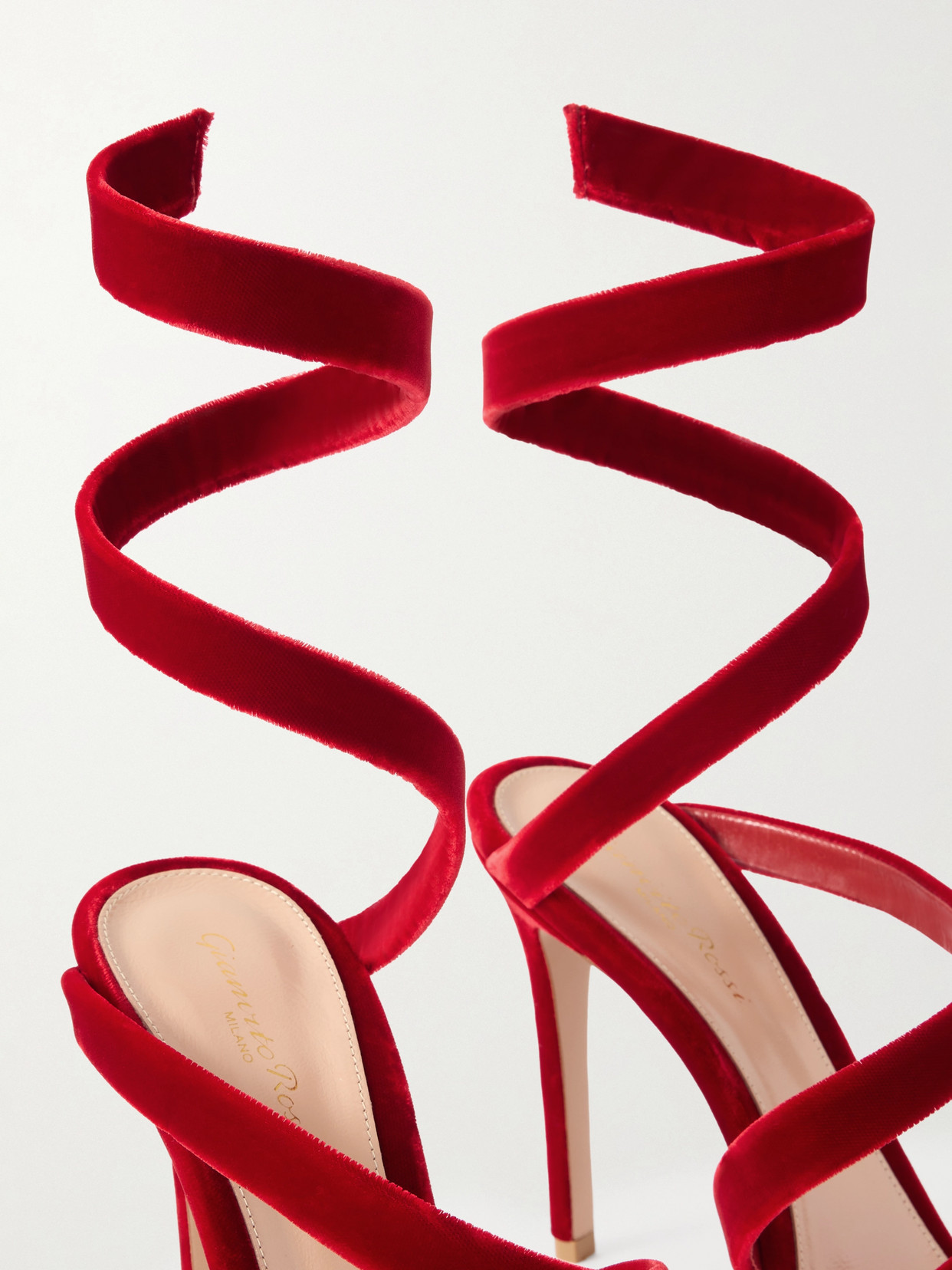 Gianvito Rossi Opera Velvet Sandals In Red