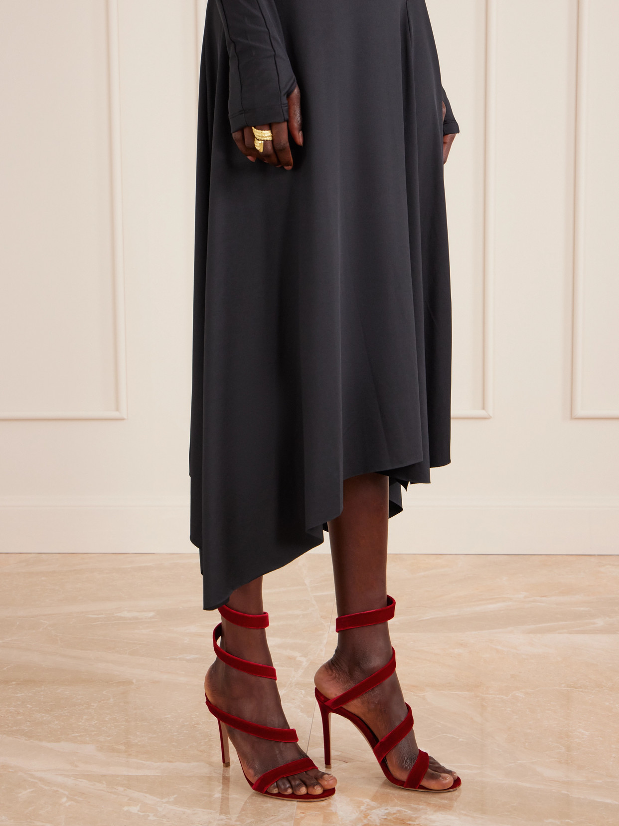 Gianvito Rossi Opera Velvet Sandals In Red