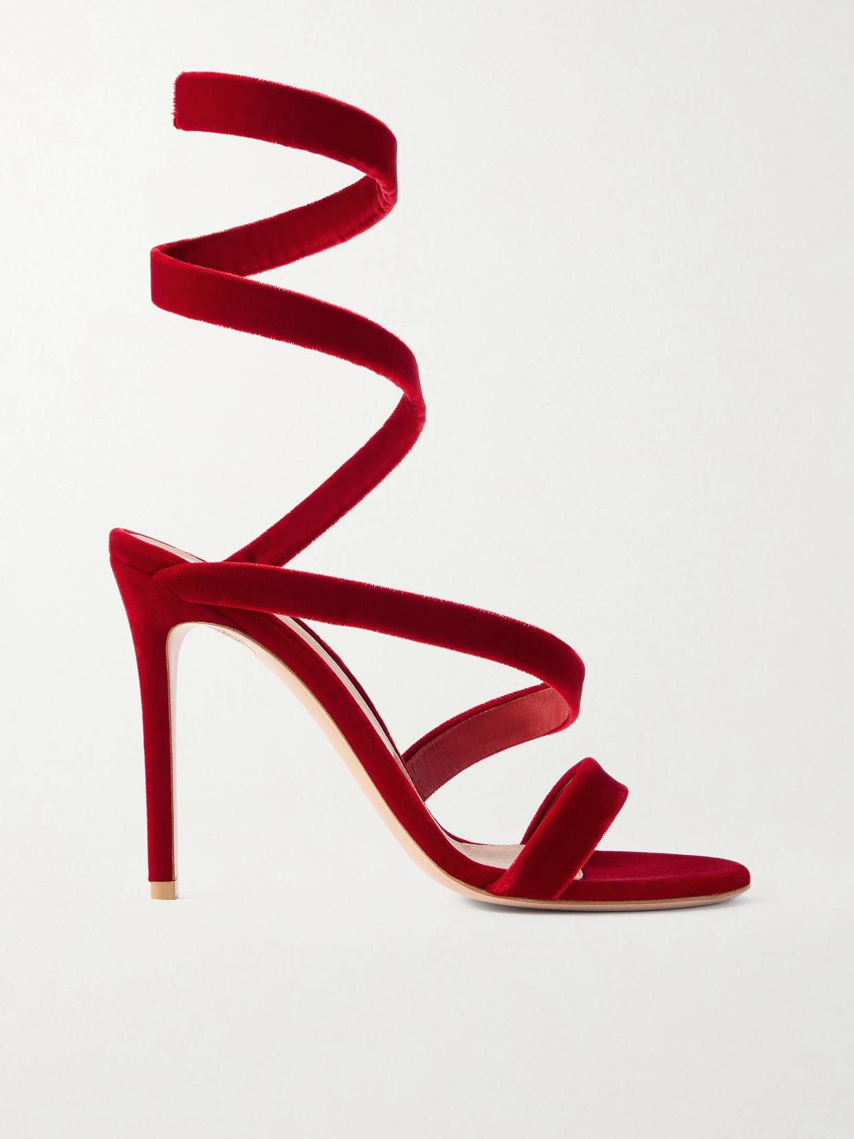Gianvito Rossi Opera Velvet Sandals In Red