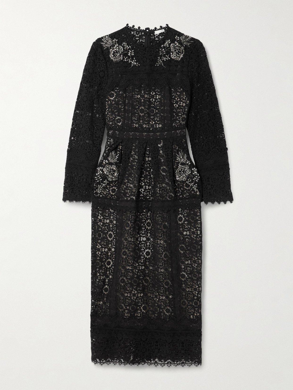 Erdem Crystal-embellished Cotton Guipure Lace Midi Dress In Black
