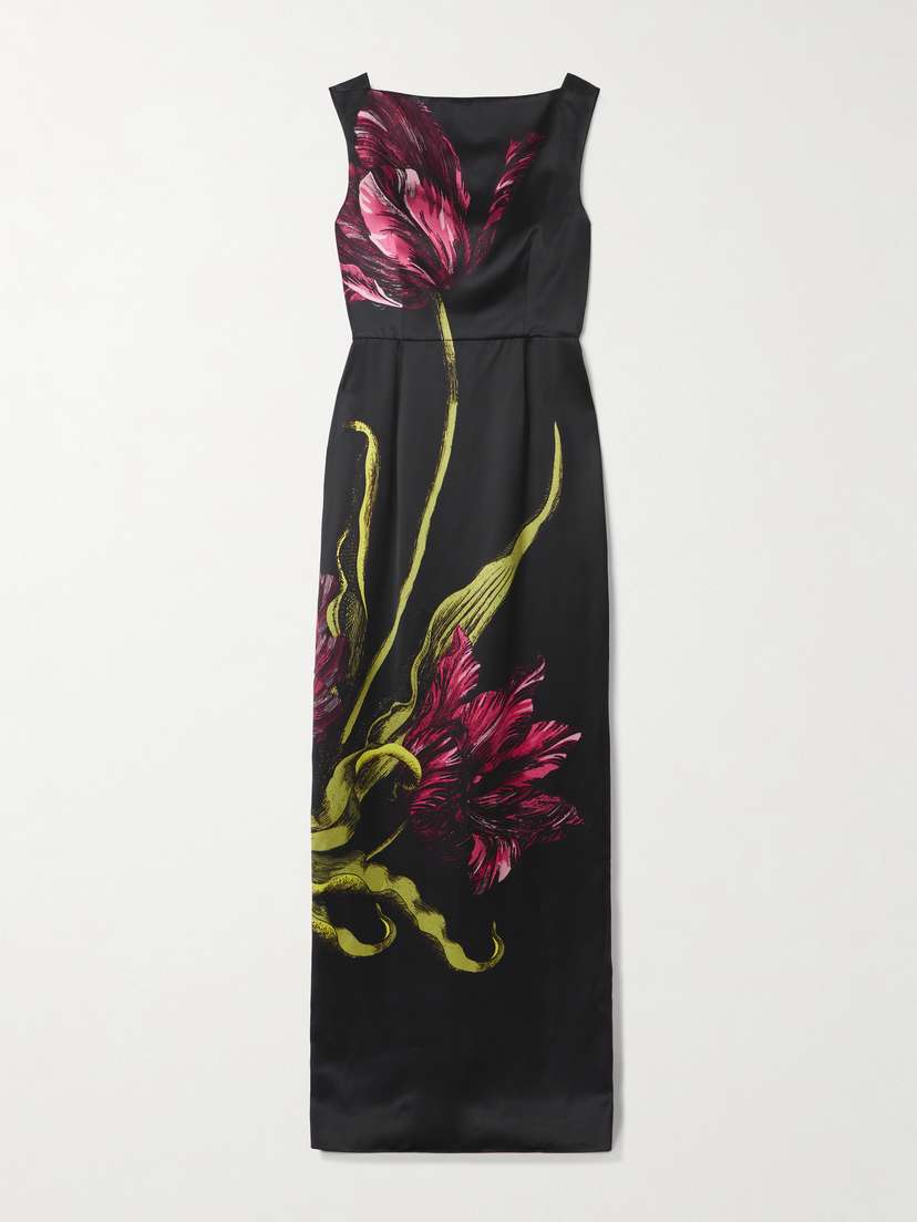 Erdem Floral-print Duchesse-satin Gown