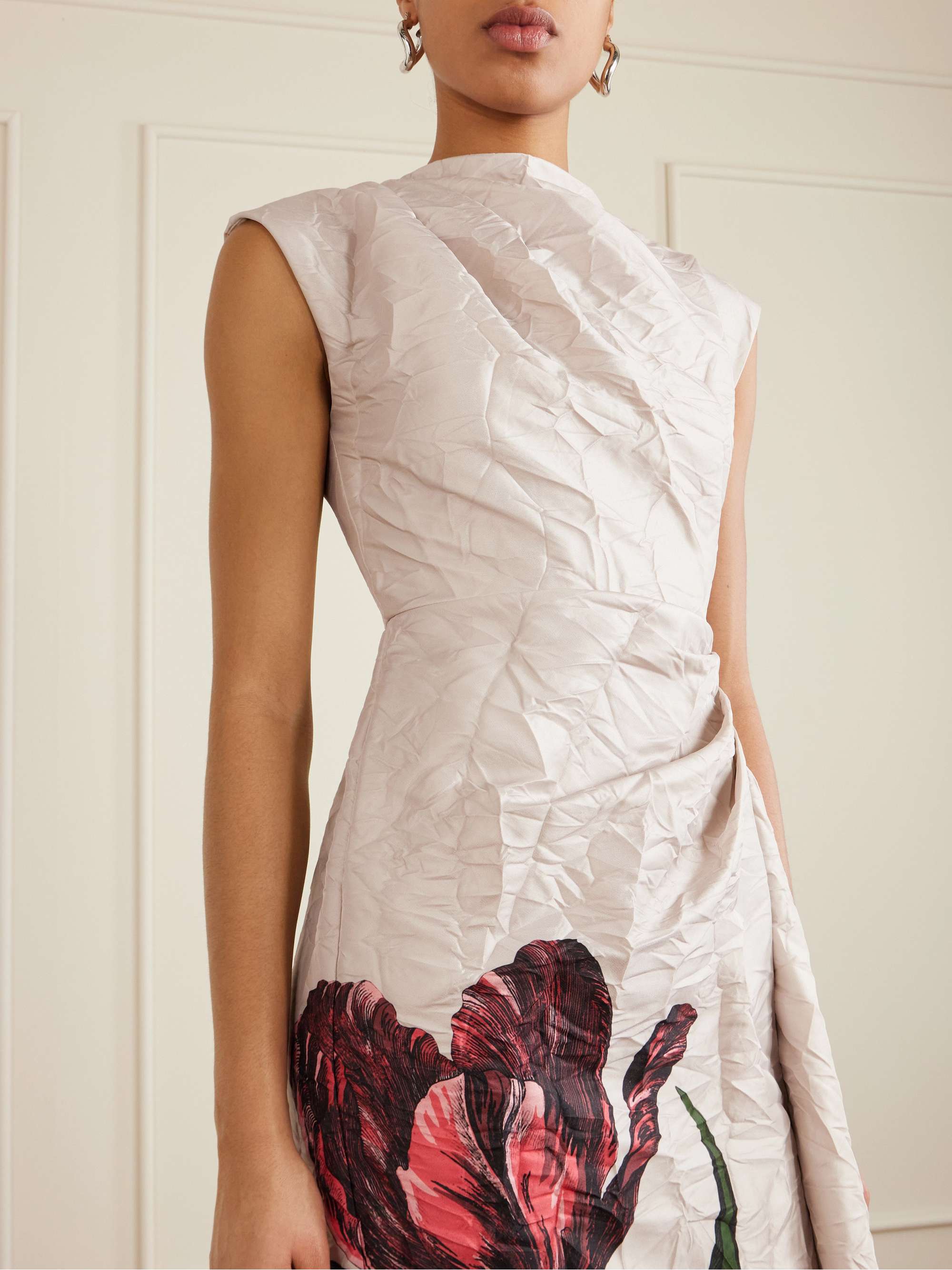 erdem draped gathered stretch crepe midi dress Erdem Draped Stretch-Crepe Midi Dress In Multi - 60% Off