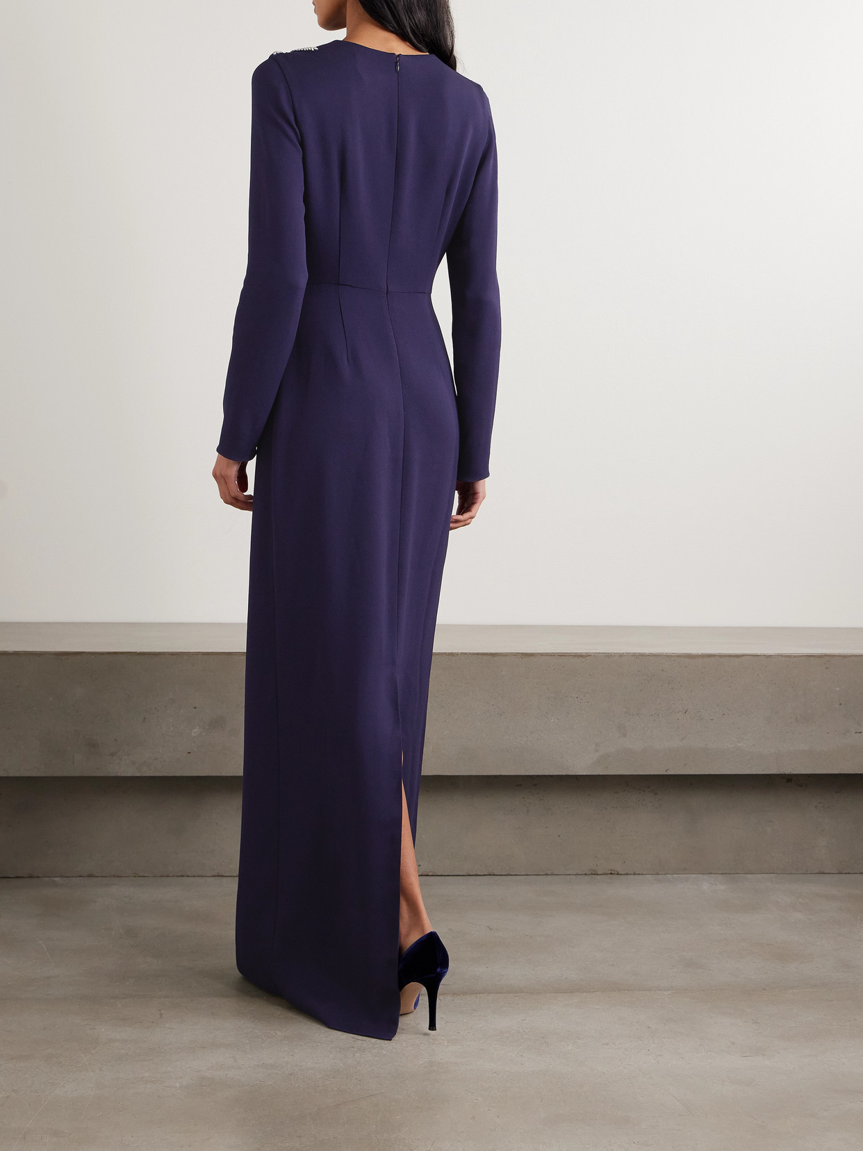 Erdem Crystal-embellished Crepe Gown In Blue